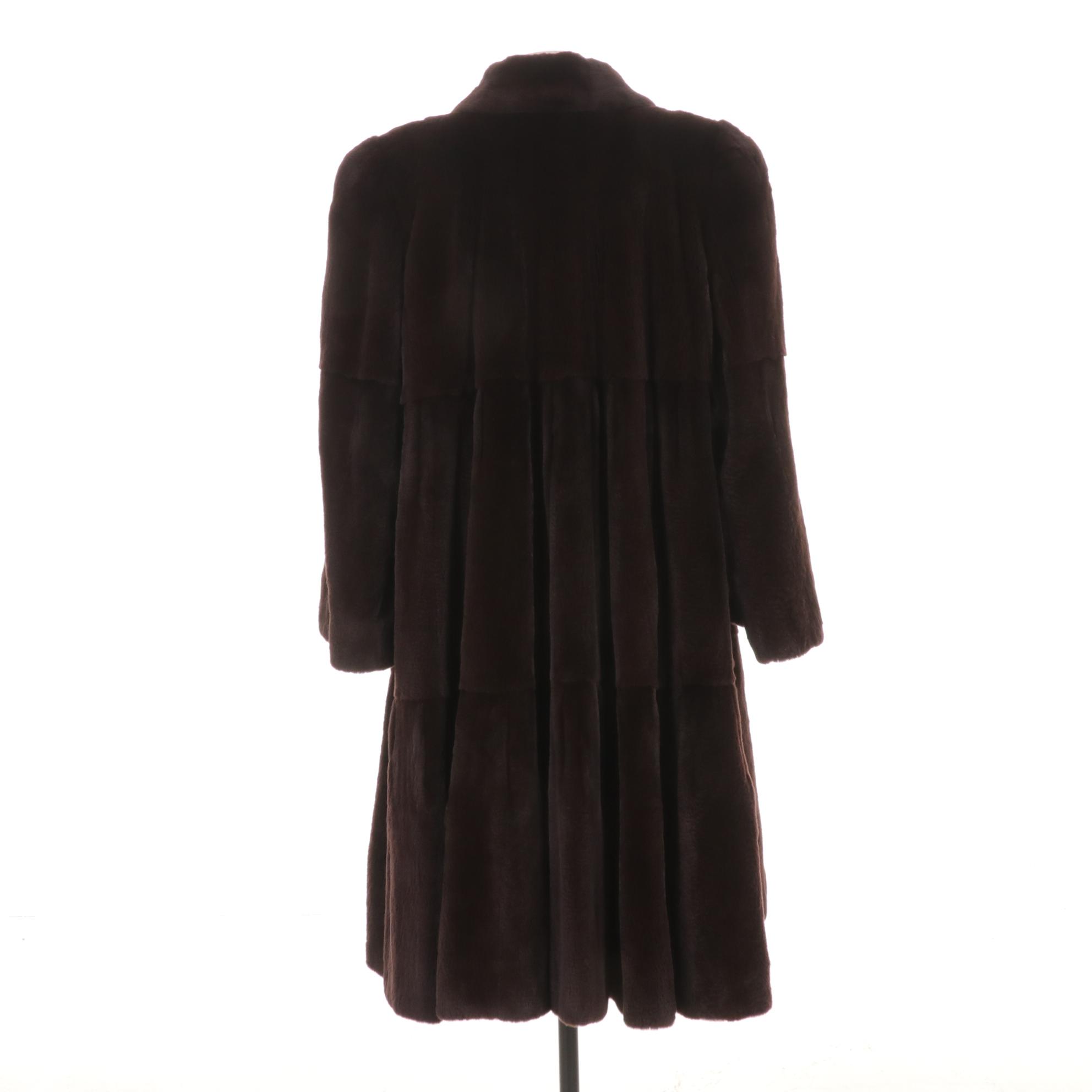 Chocolate Sheared Mink Fur Cape Coat