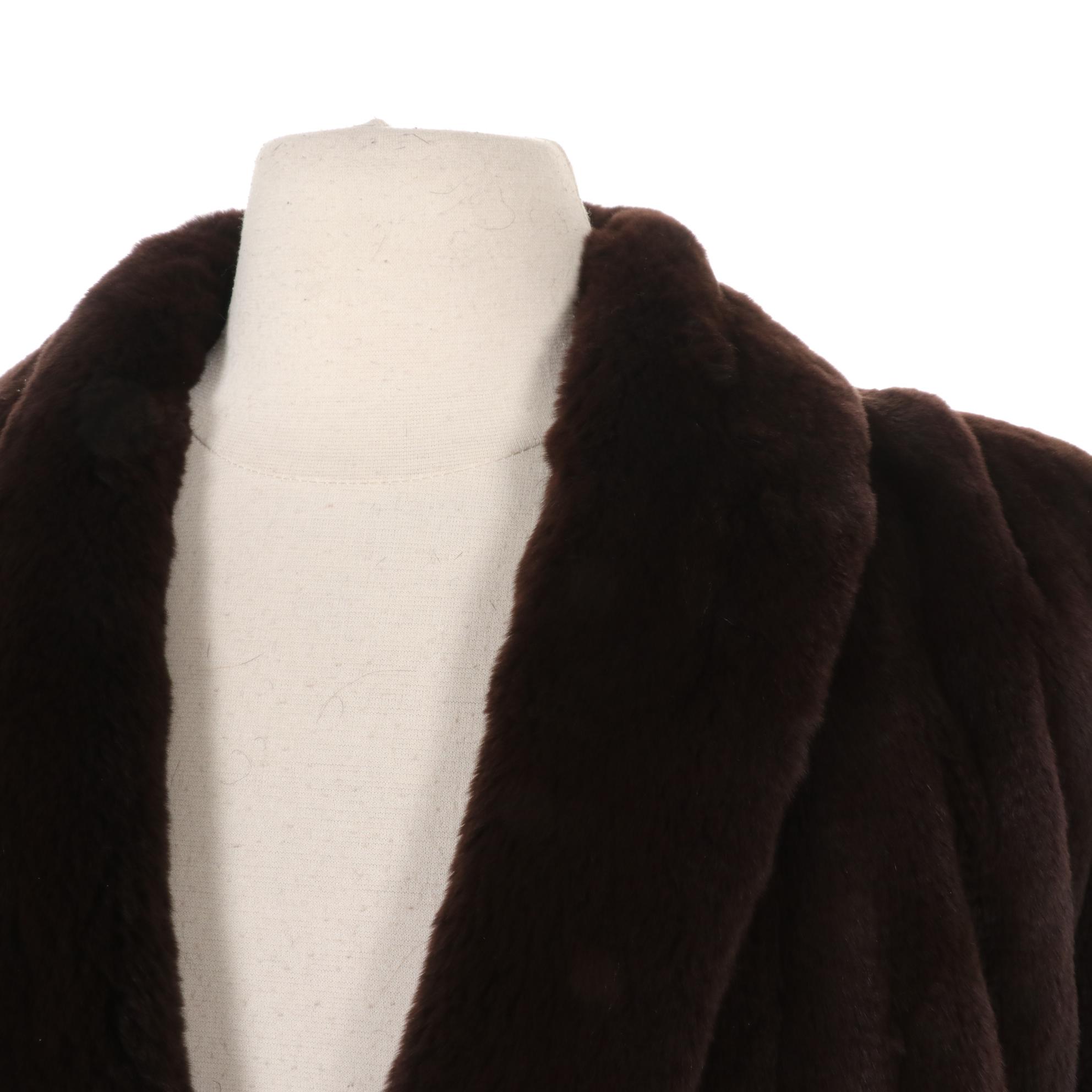 Chocolate Sheared Mink Fur Cape Coat