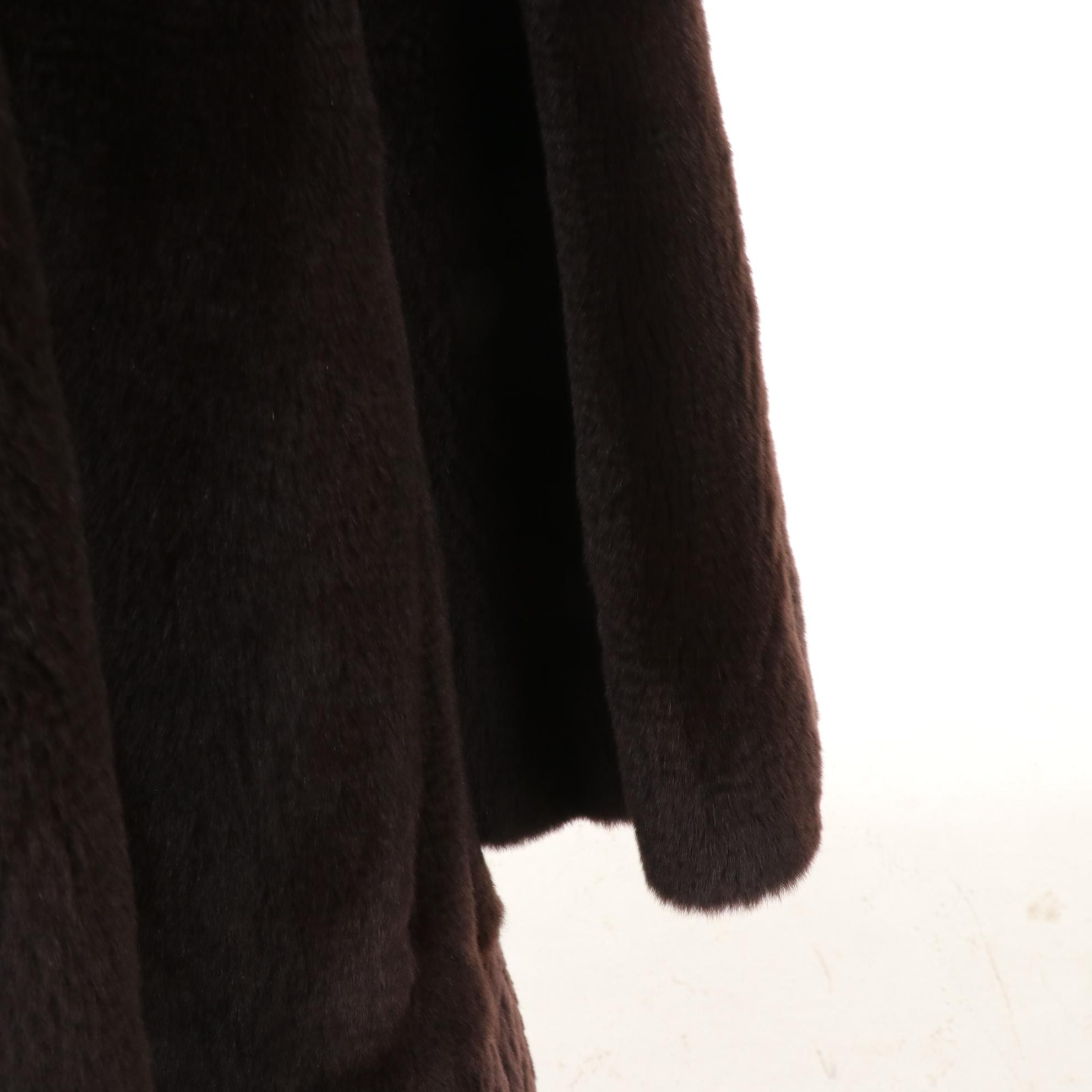 Chocolate Sheared Mink Fur Cape Coat