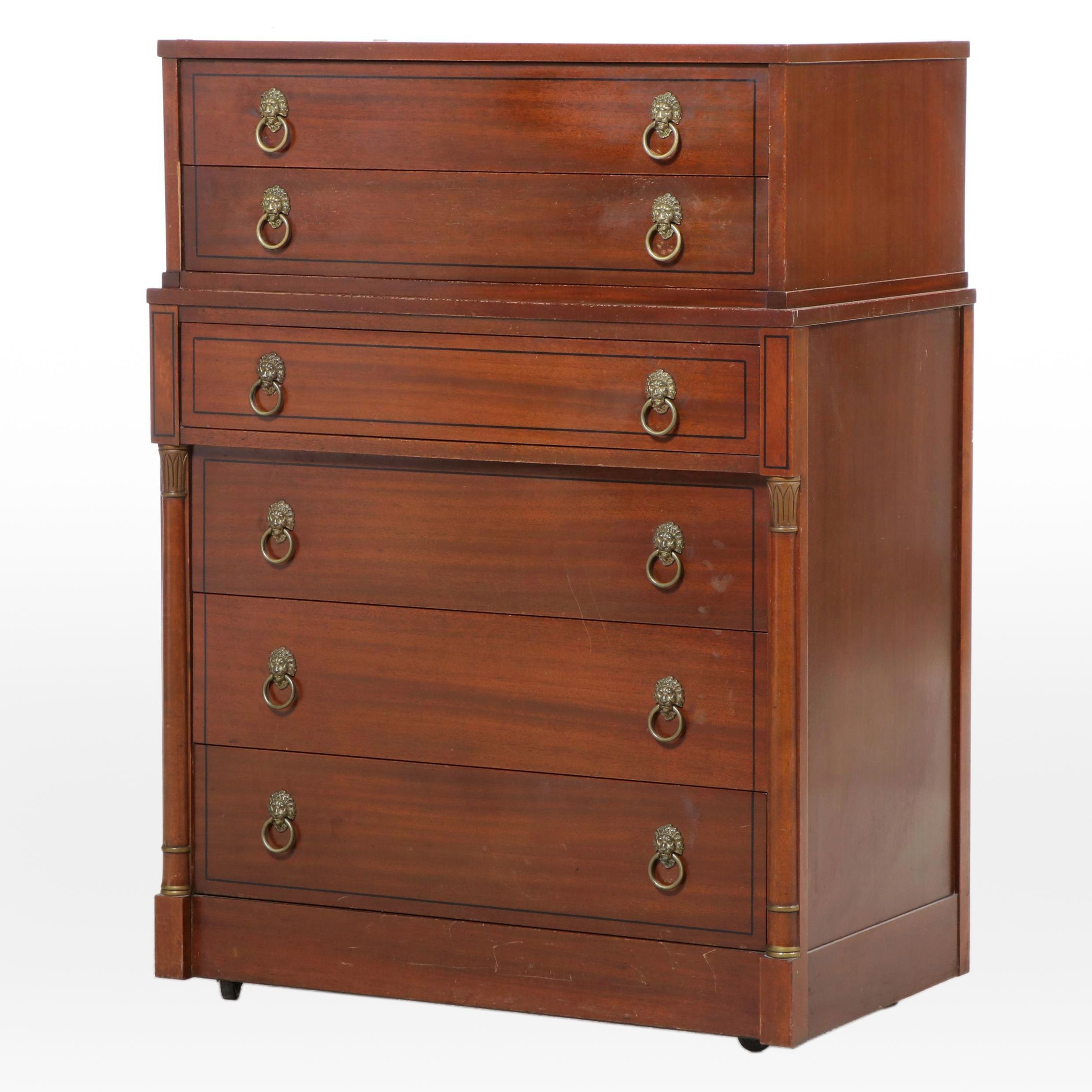 Northern Furniture Co. "Rway" Regency Style Mahogany Six-Drawer Chest
