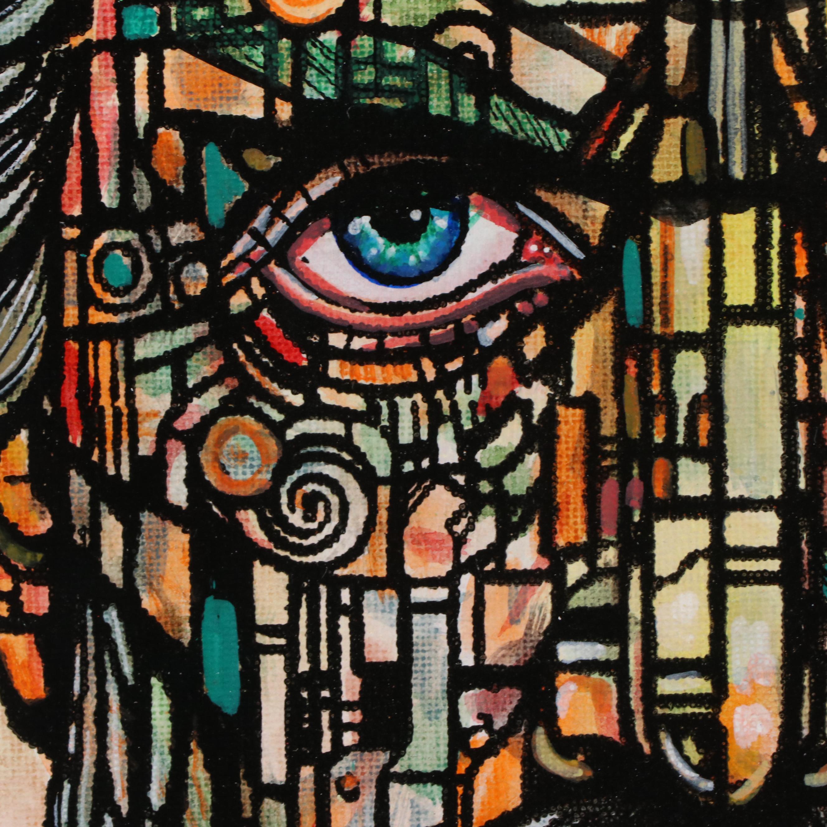 Ricardo Maya Stylized Acrylic Portrait, 21st Century