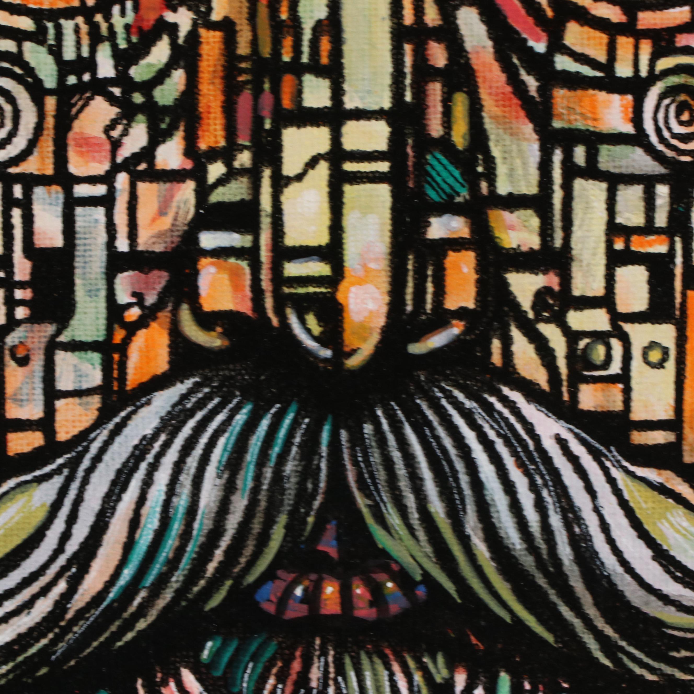 Ricardo Maya Stylized Acrylic Portrait, 21st Century