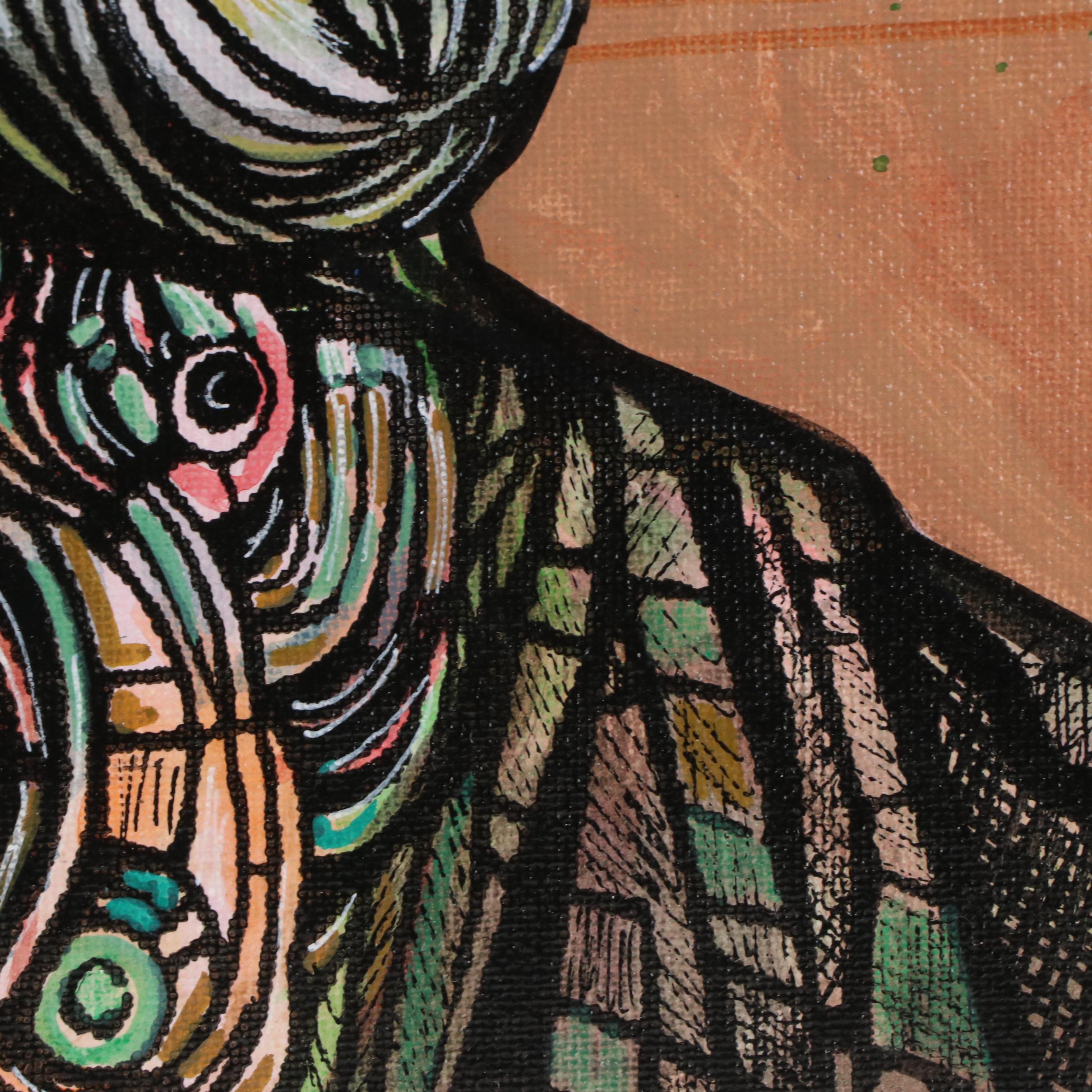 Ricardo Maya Stylized Acrylic Portrait, 21st Century