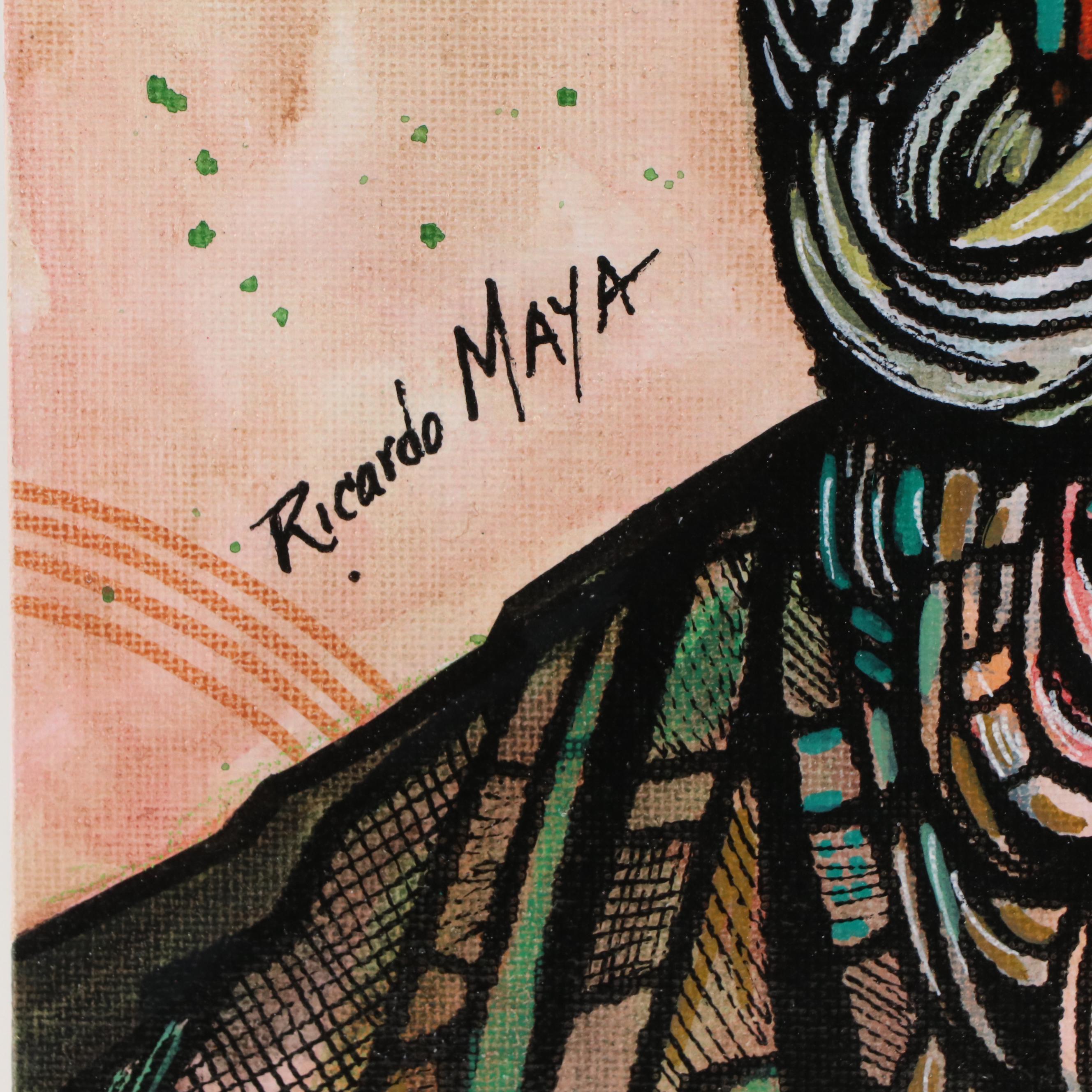 Ricardo Maya Stylized Acrylic Portrait, 21st Century