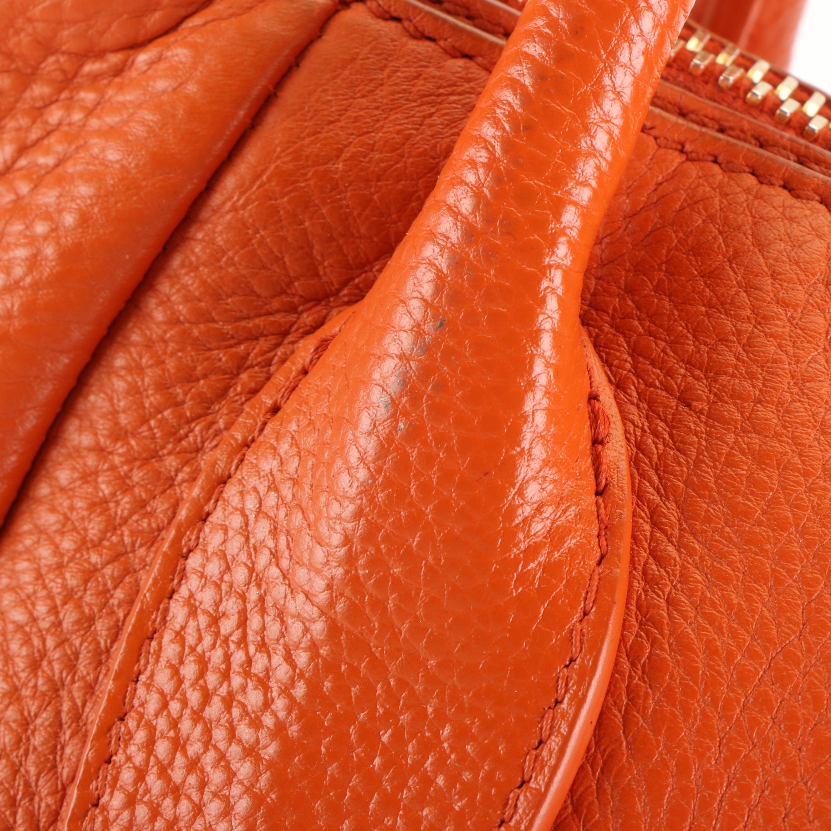 Prada 2Way Tote Bag in Orange Vitello Daino Leather