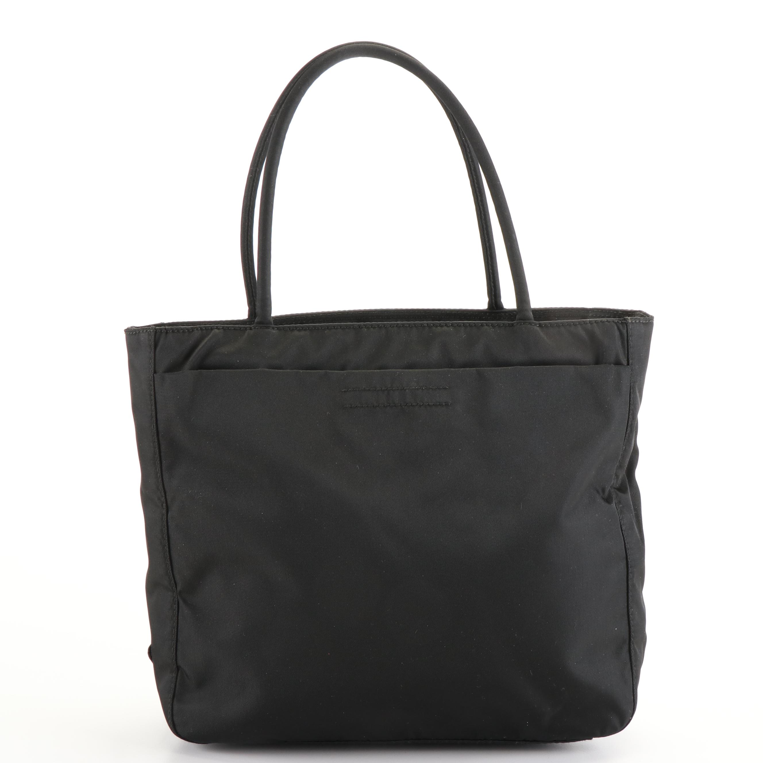 Prada Small City Tote Shoulder Bag in Black Tessuto Nylon
