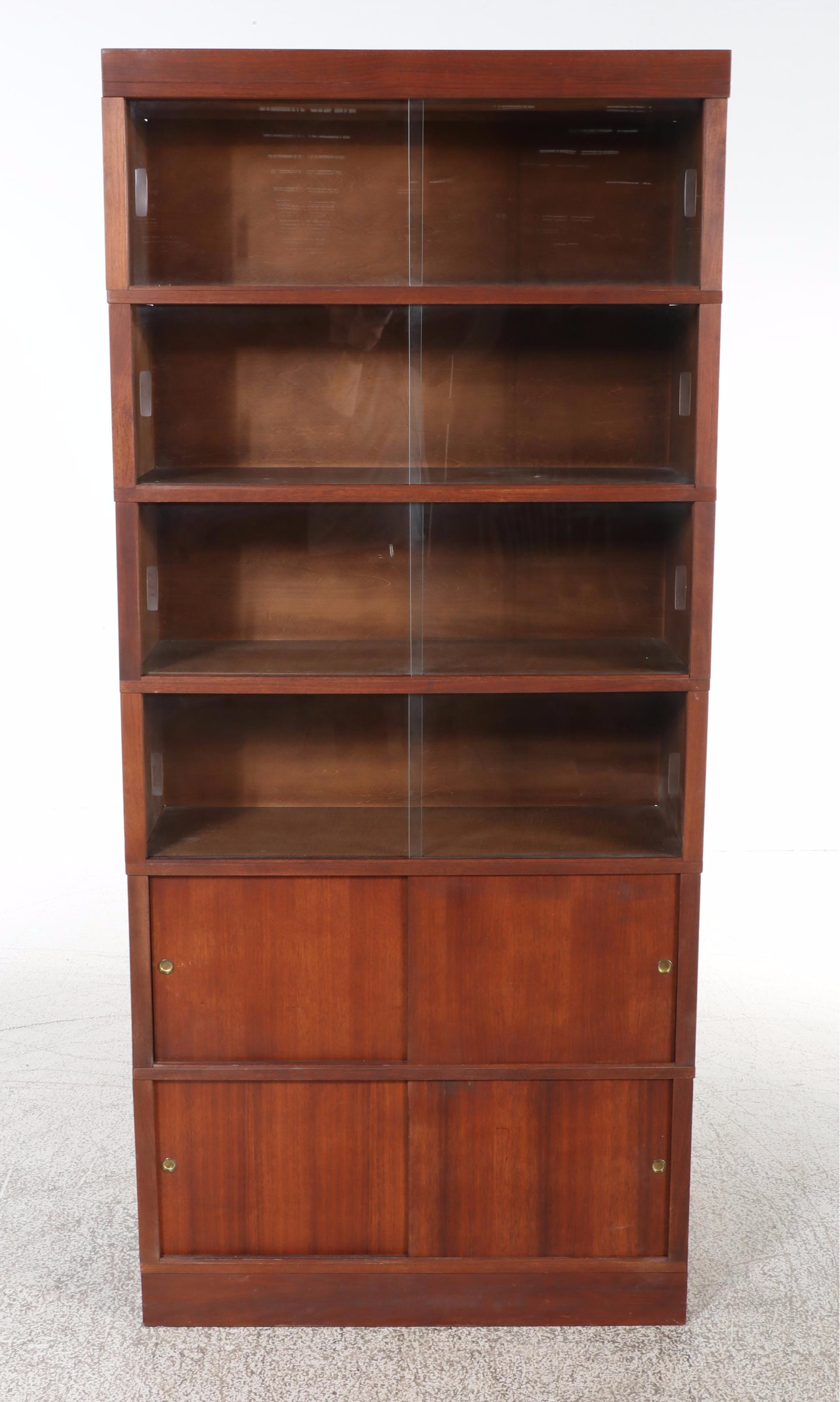 Nucraft Mid Century Modern Walnut-Veneered Six-Stack Barrister's Bookcase
