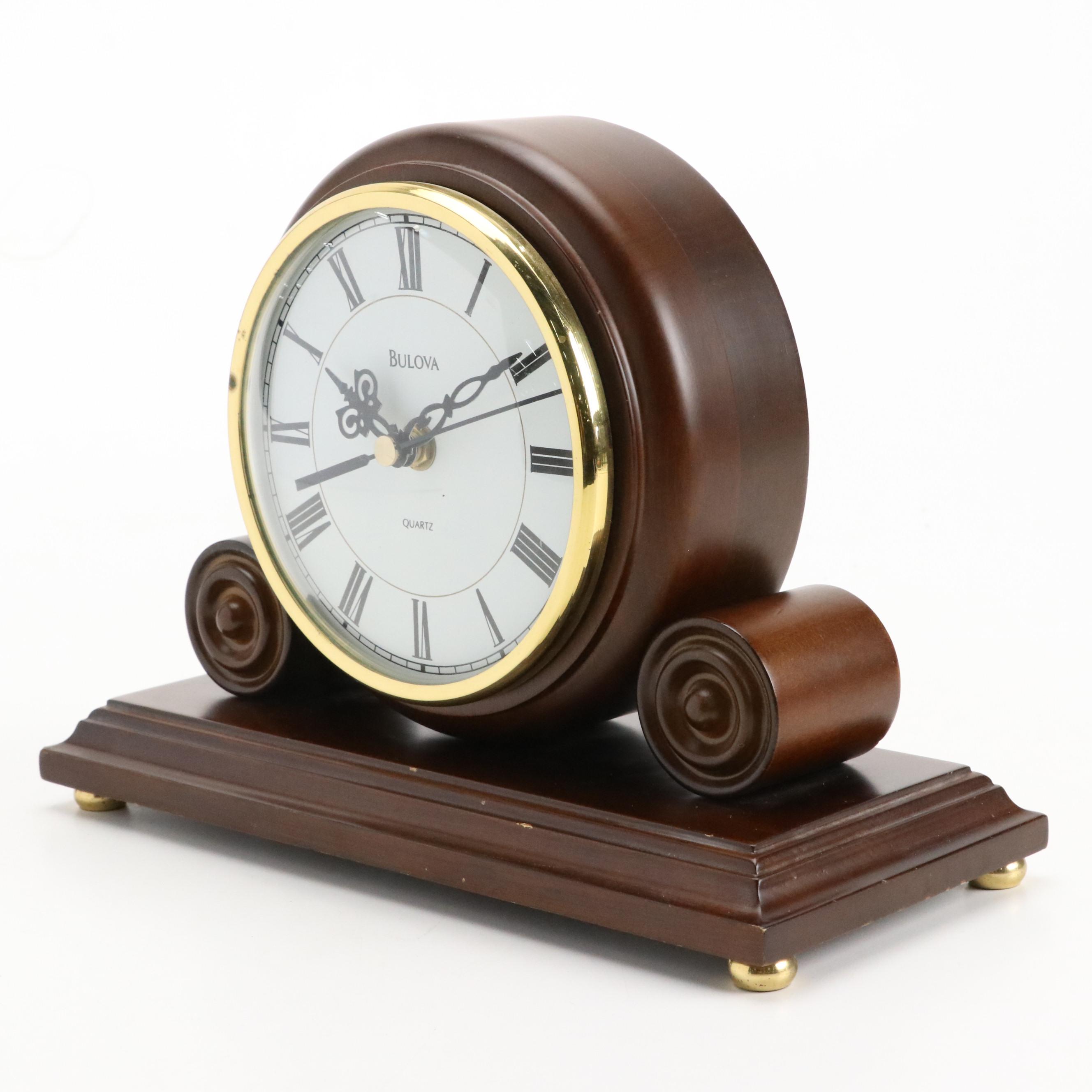 Bulova Walnut Finish Wood Mantel Clock