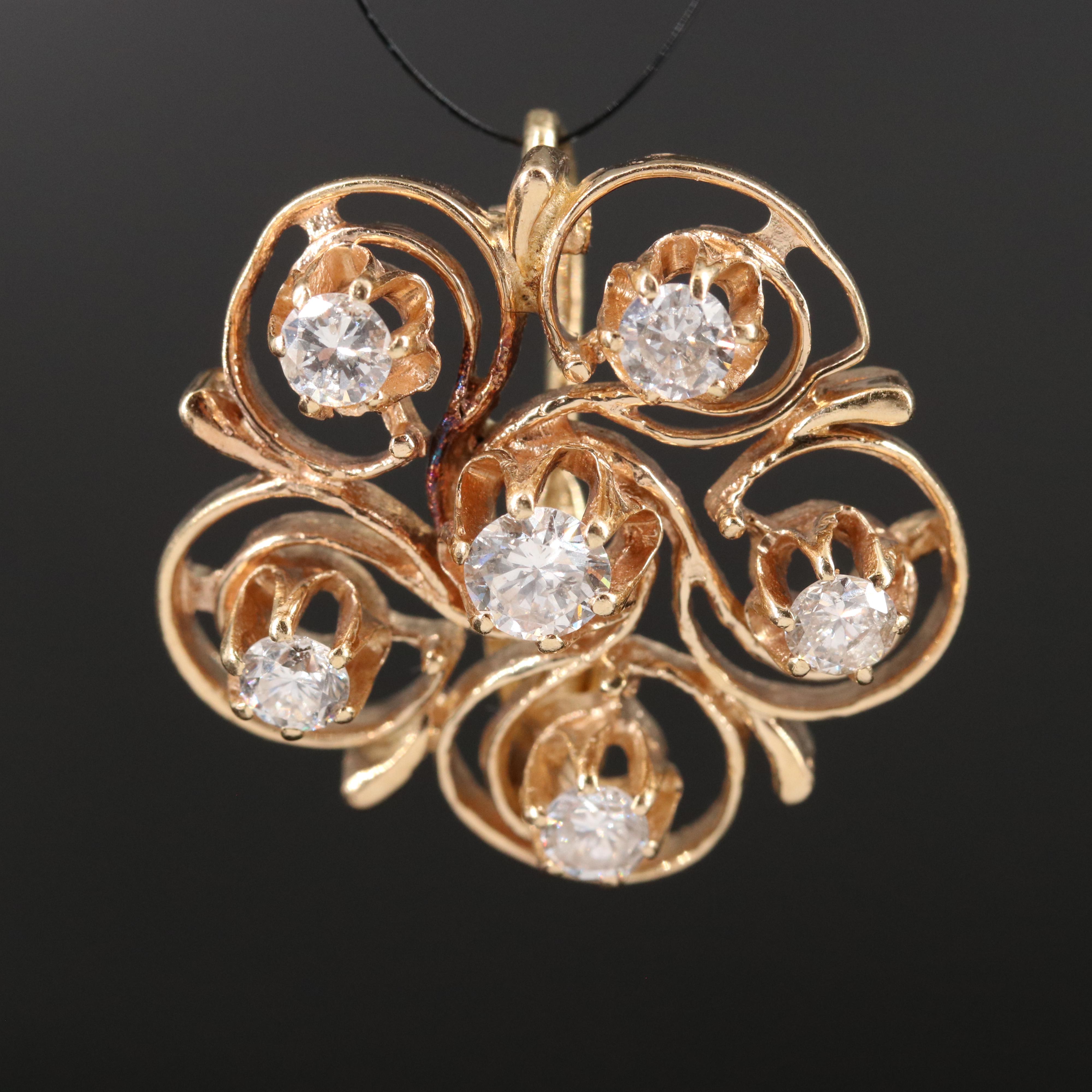 14K 1.26 CTW Diamond Flower Enhancer Pendant