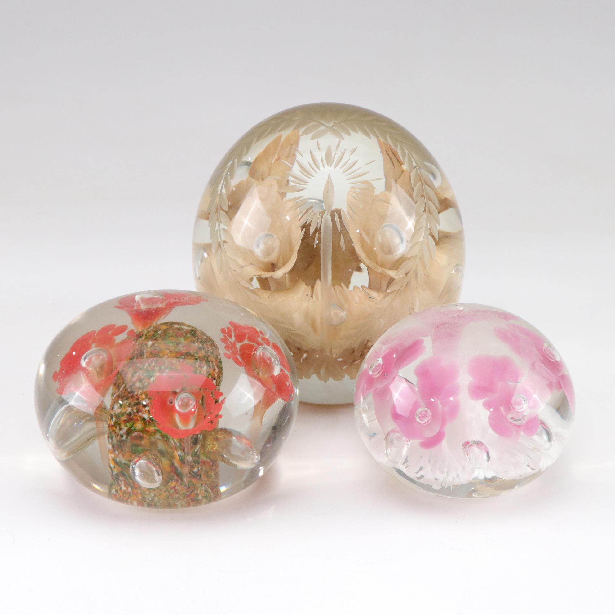 Joe Rice and Peacock Glass Works Art Glass Paperweights