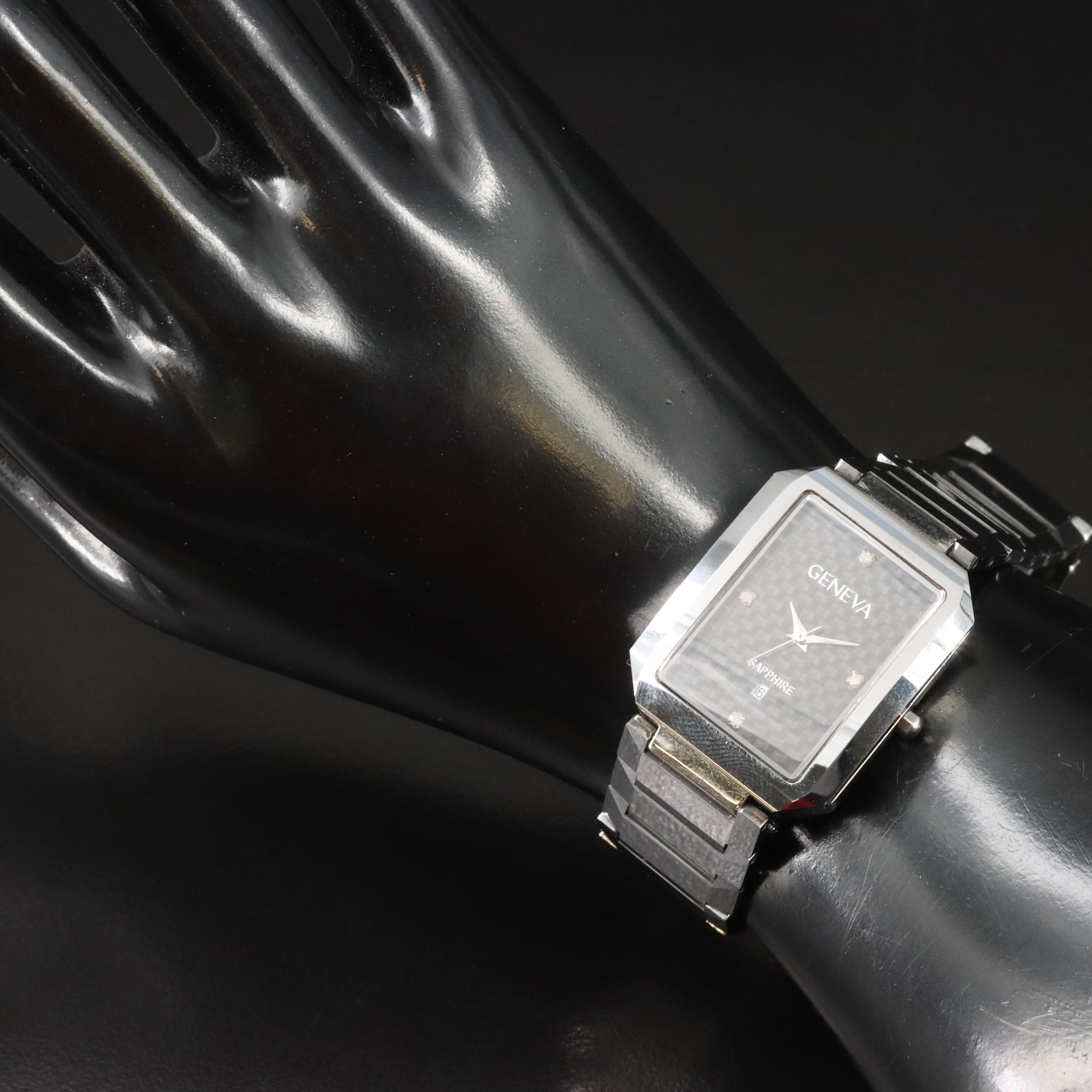 Geneva Tungsten & Carbon Fiber Quartz Watch