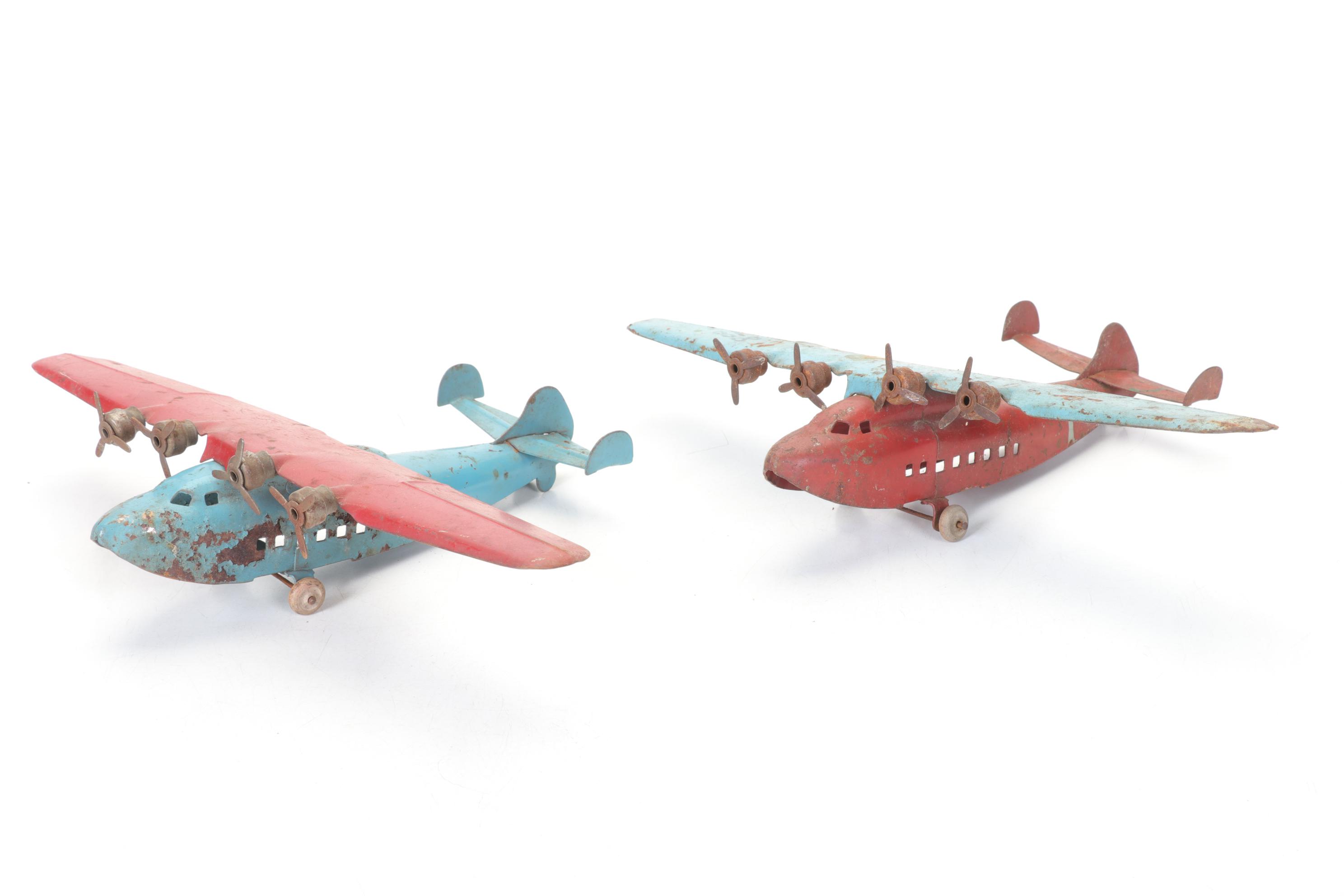 Wyandotte Pair of Pressed Steel Detroit Aircraft Models with Other Tin Planes