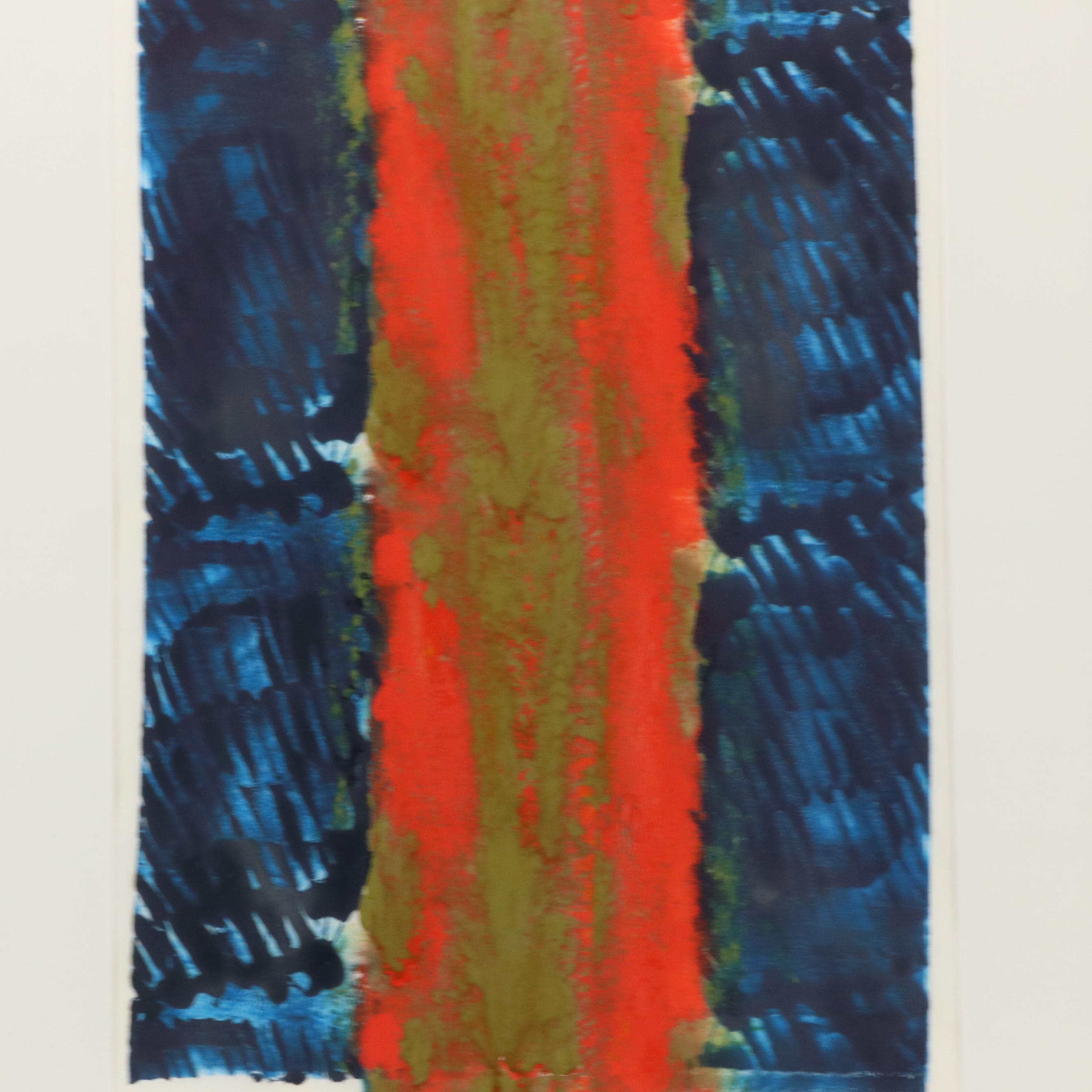 Nikki G. Orlemann Abstract Acrylic Brayer Painting "Golden Cavern," 2000