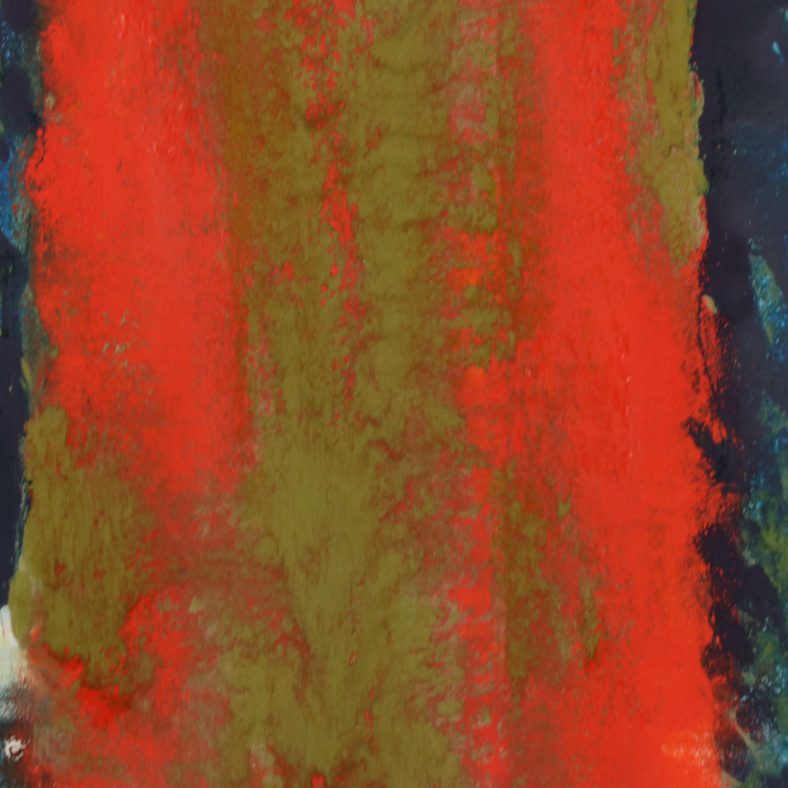 Nikki G. Orlemann Abstract Acrylic Brayer Painting "Golden Cavern," 2000