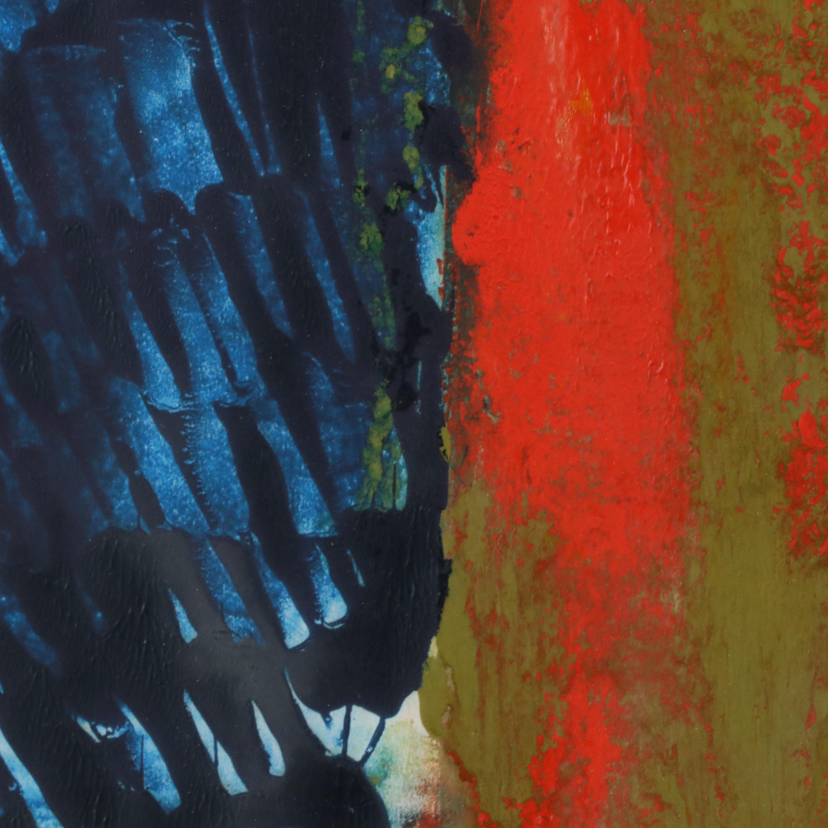 Nikki G. Orlemann Abstract Acrylic Brayer Painting "Golden Cavern," 2000