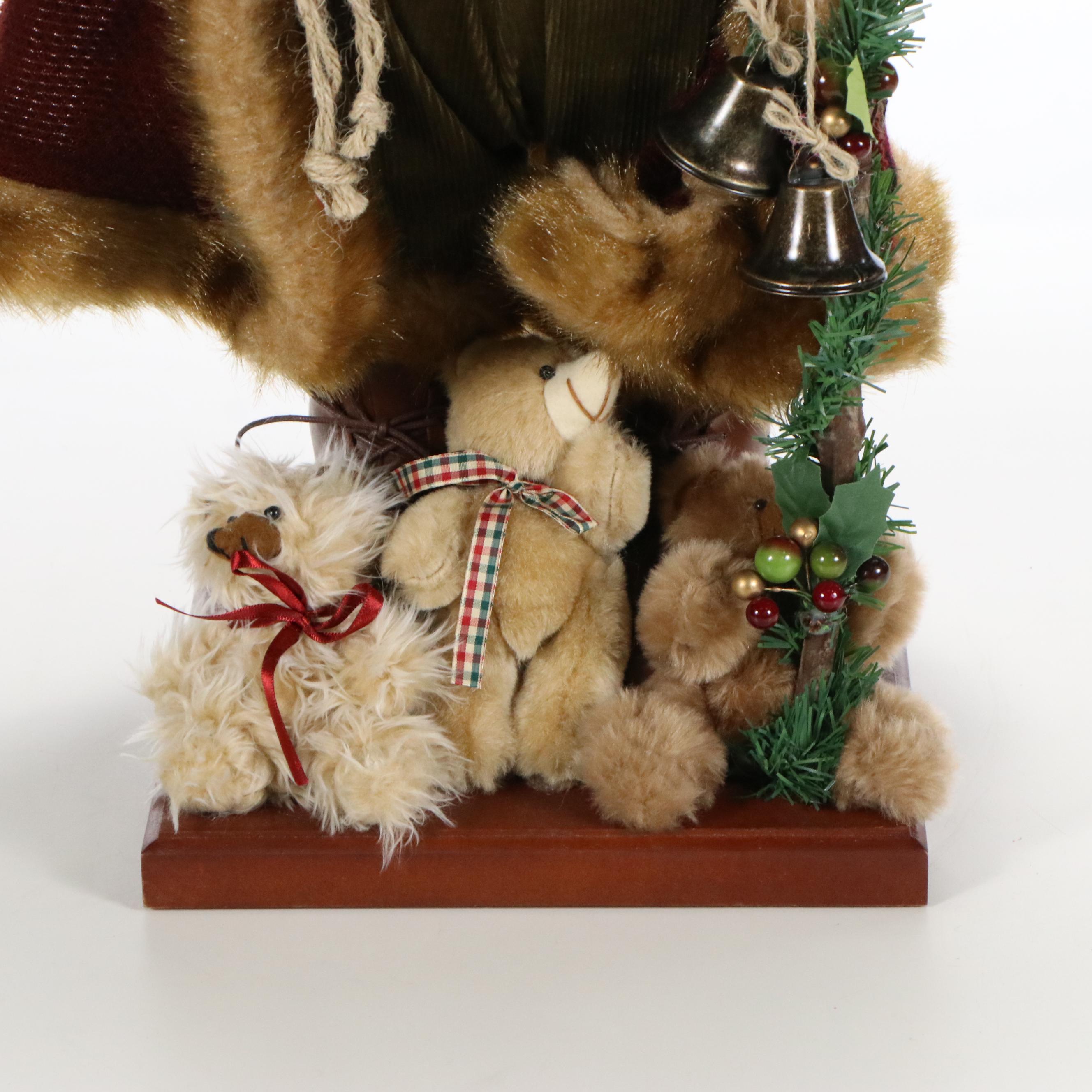 Embellished Faux Fur, Felt, and Corduroy Composite Santa Figures