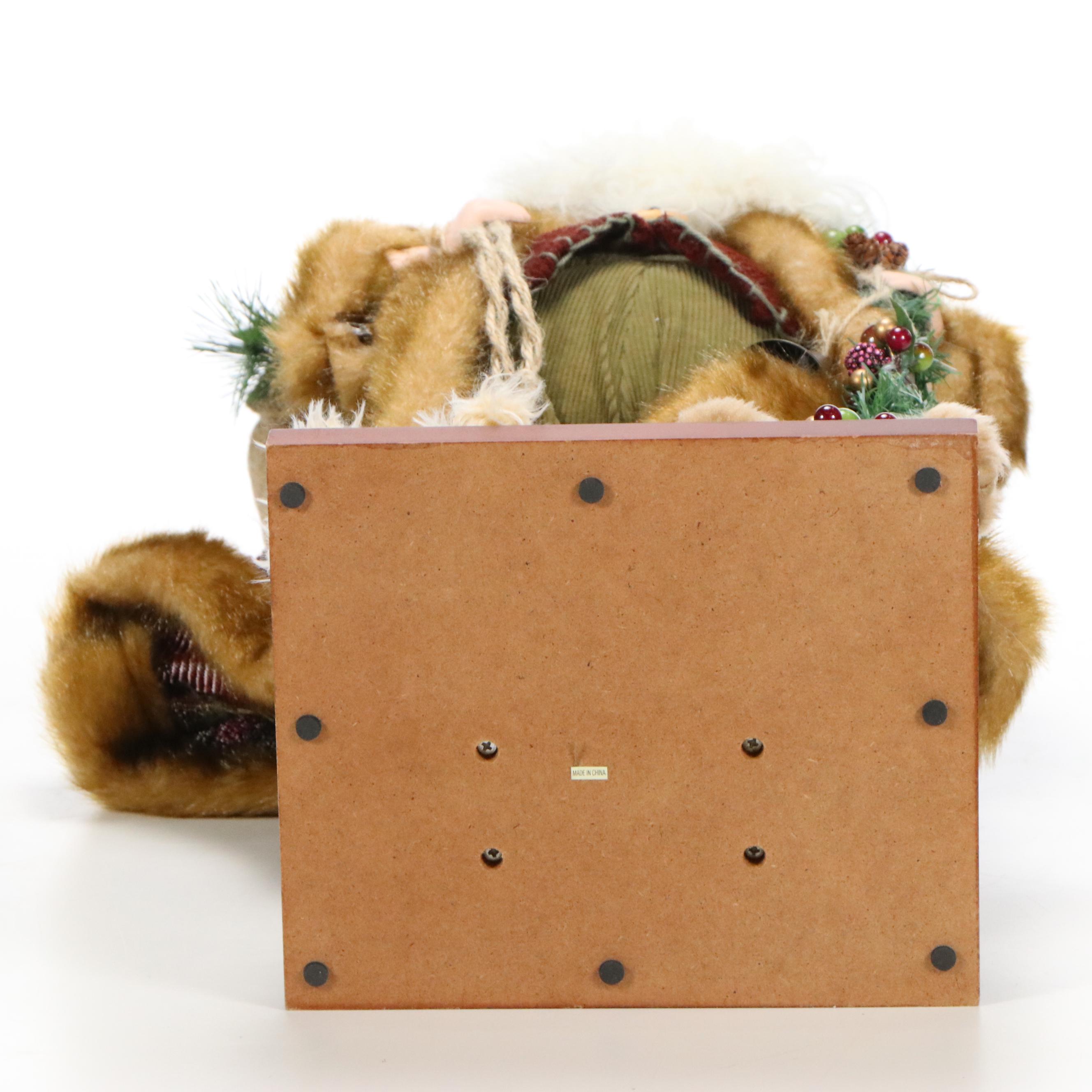 Embellished Faux Fur, Felt, and Corduroy Composite Santa Figures