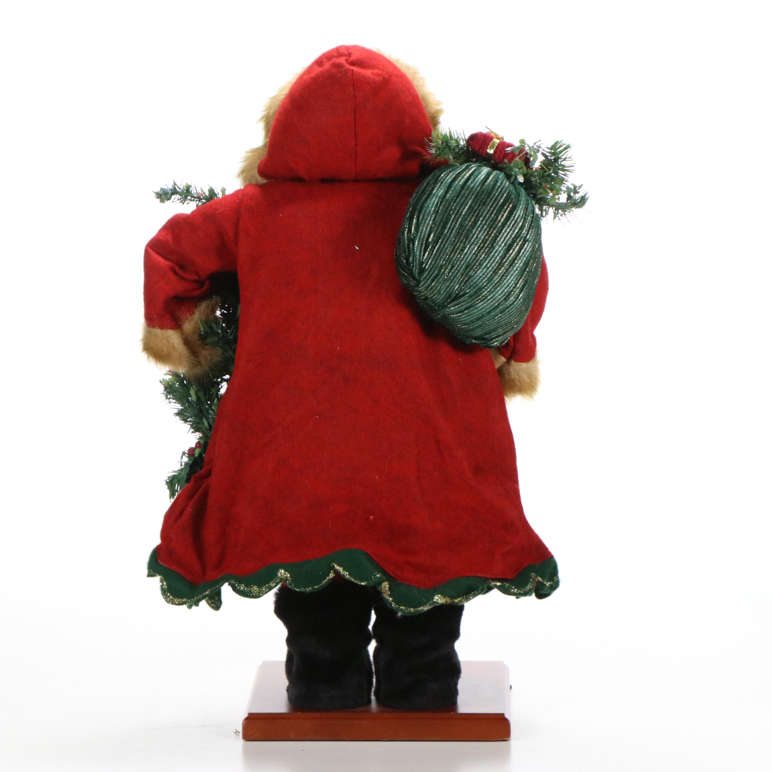 Embellished Faux Fur, Felt, and Corduroy Composite Santa Figures