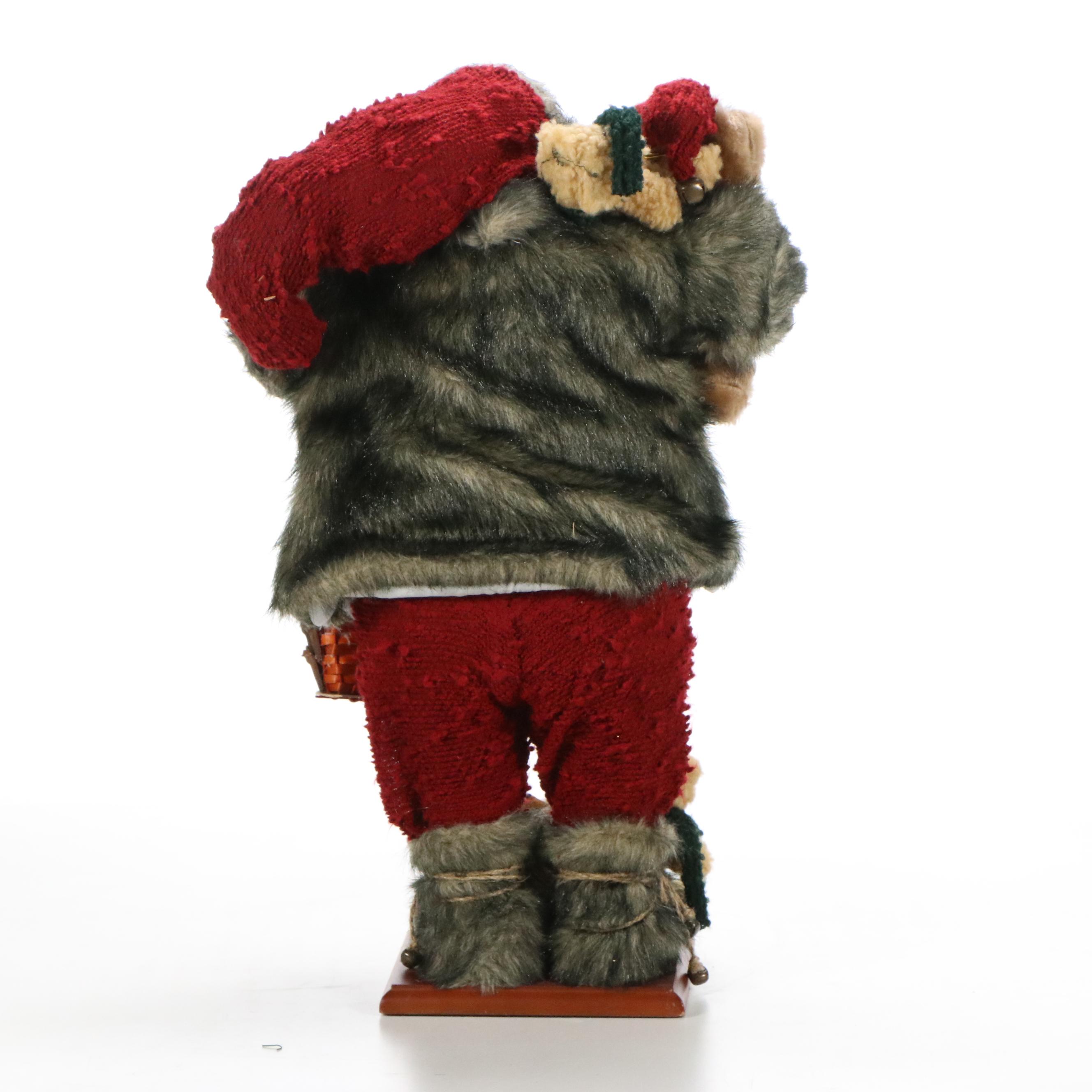 Embellished Faux Fur, Felt, and Corduroy Composite Santa Figures