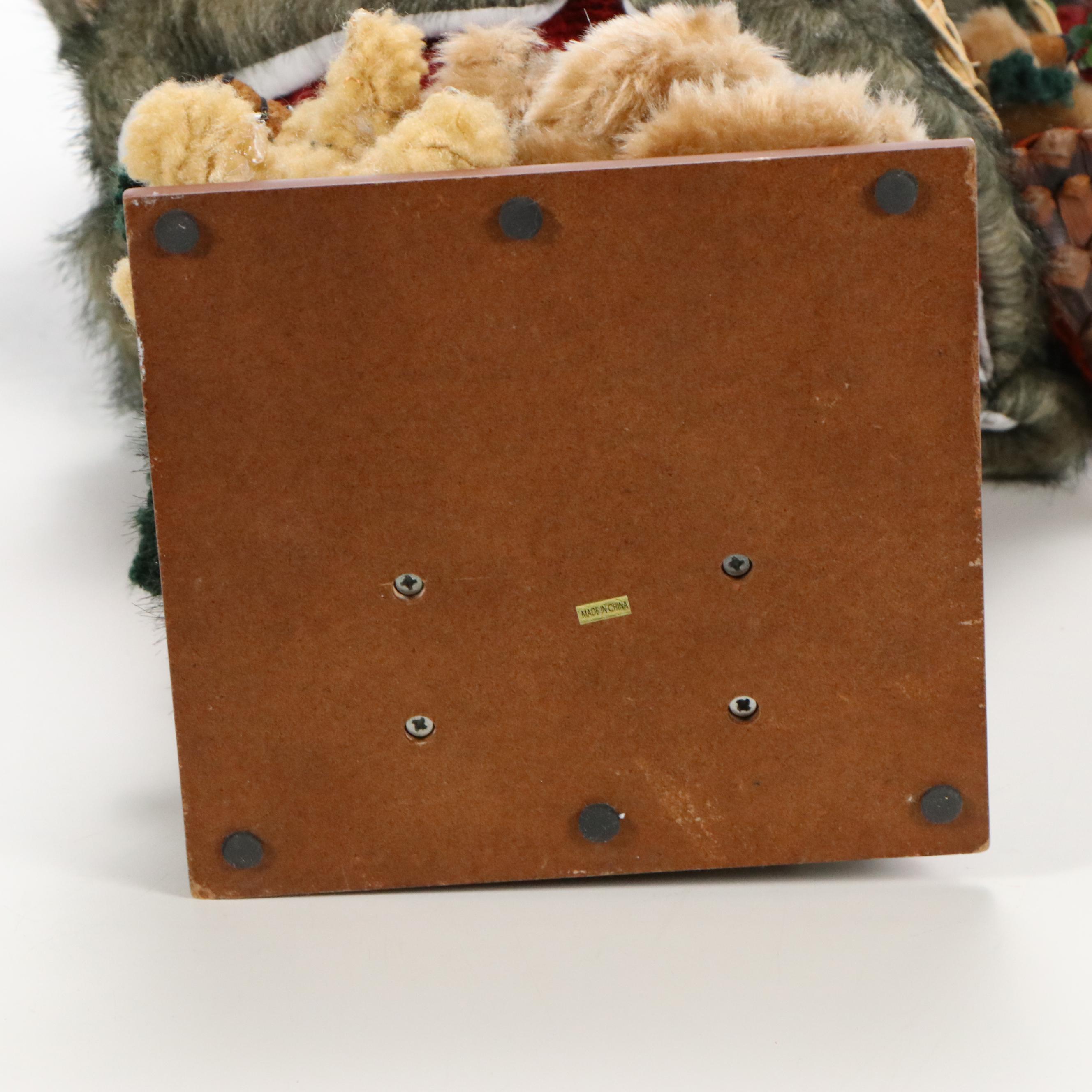 Embellished Faux Fur, Felt, and Corduroy Composite Santa Figures