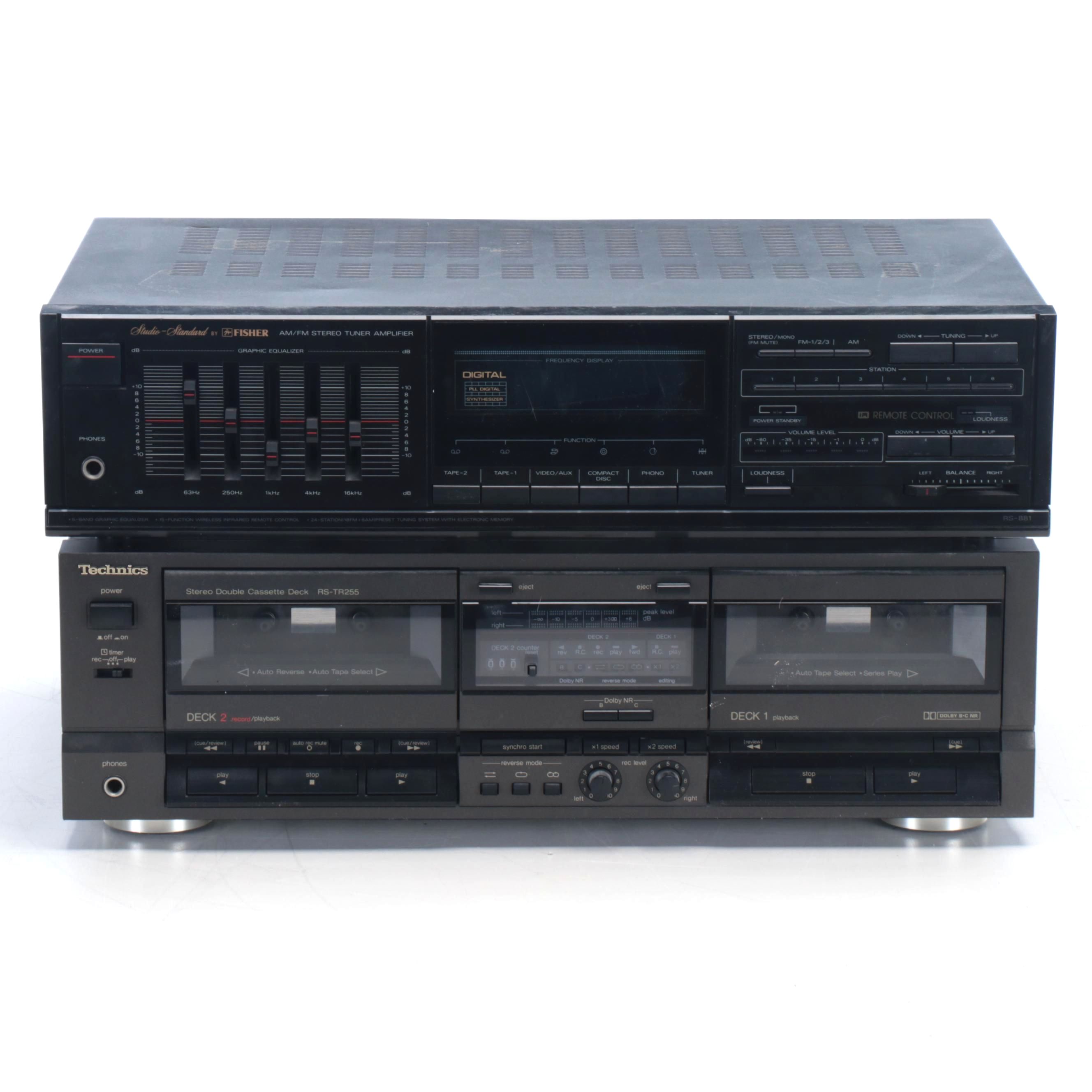 Studio-Standard by Fisher Stereo Tuner Amplifier with Technics Cassette Deck
