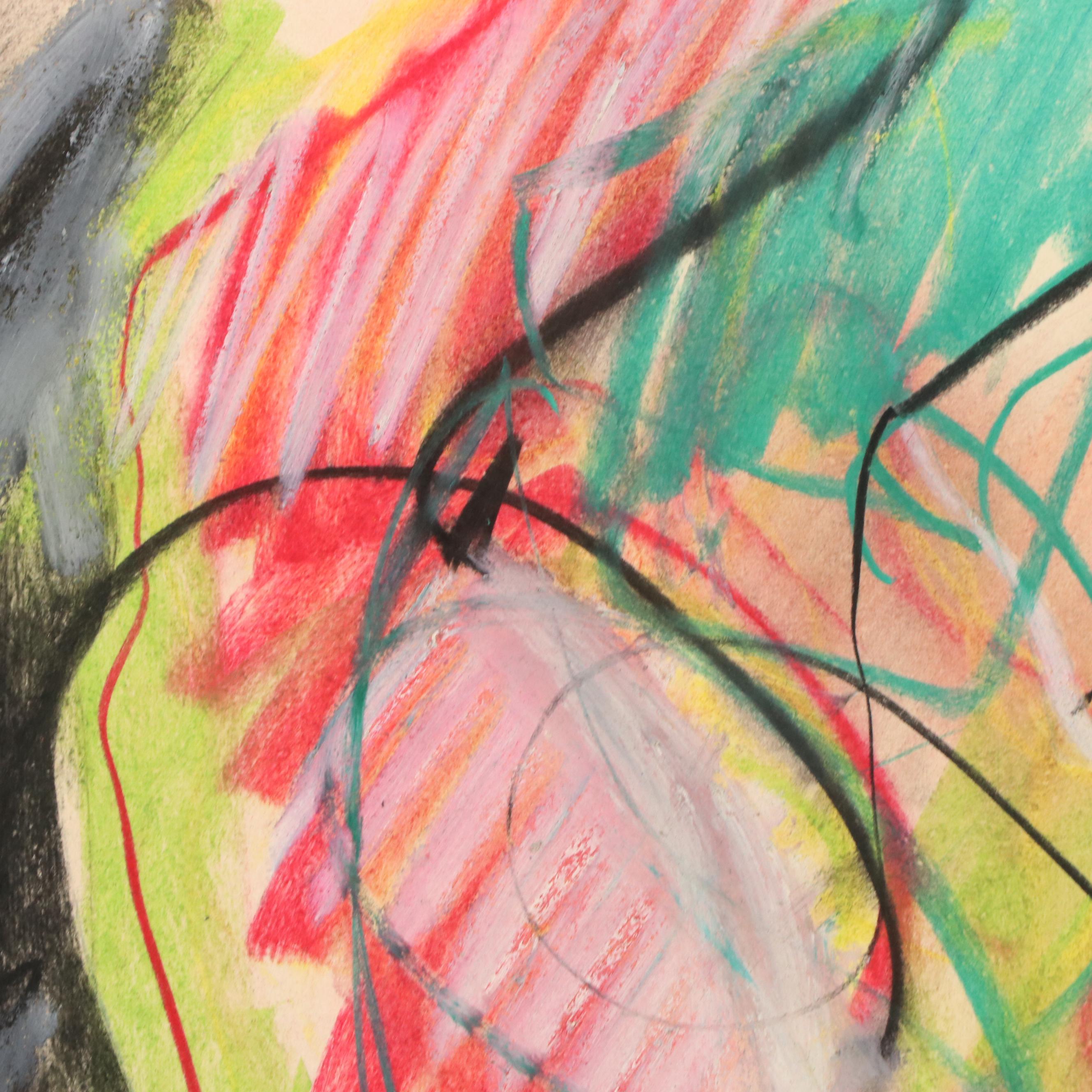 Jack Meanwell Abstract Figurative Mixed Media Drawing, 1983