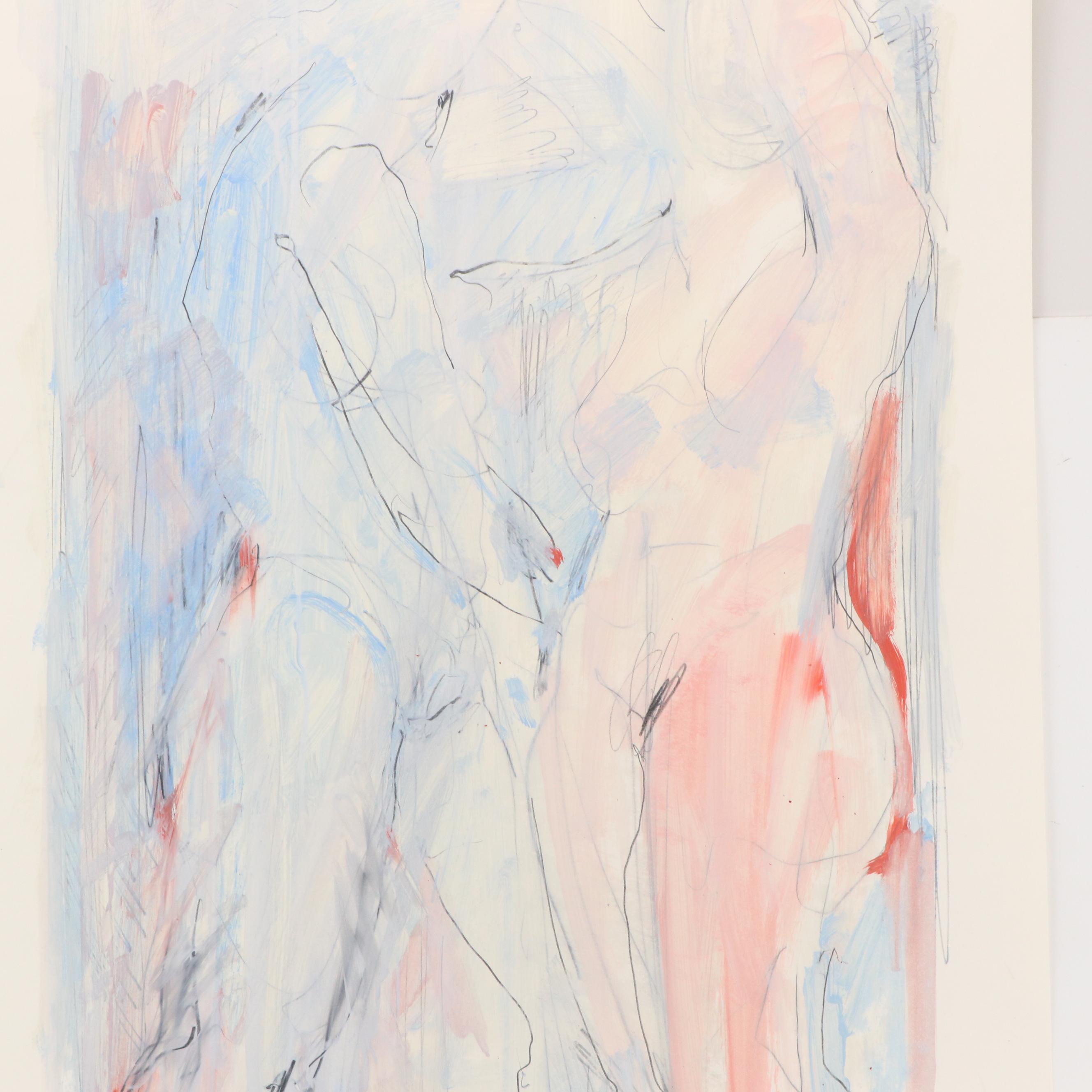 Jack Meanwell Abstract Figurative Mixed Media Drawing