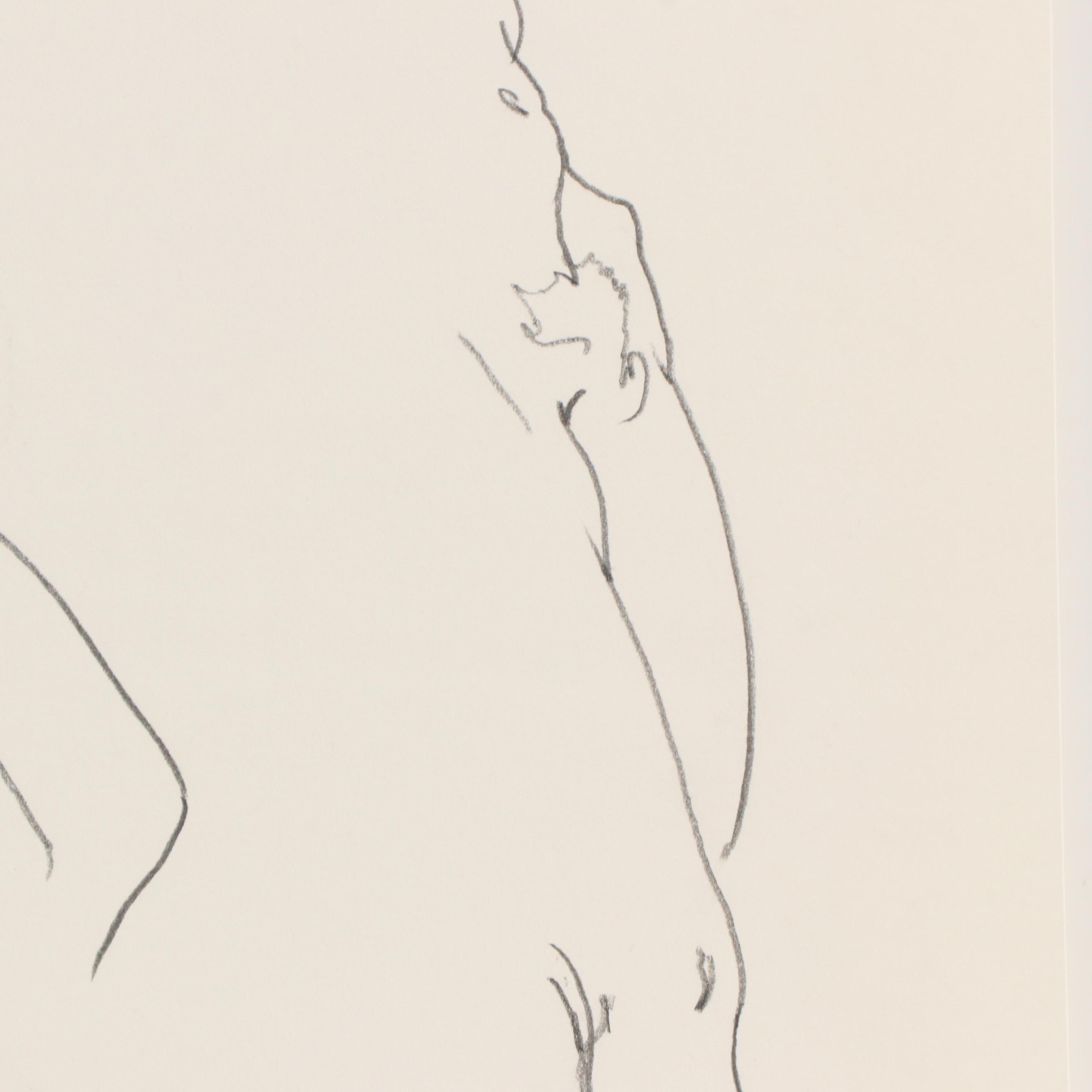 Graphite Drawing of Figure Study, Late 20th Century