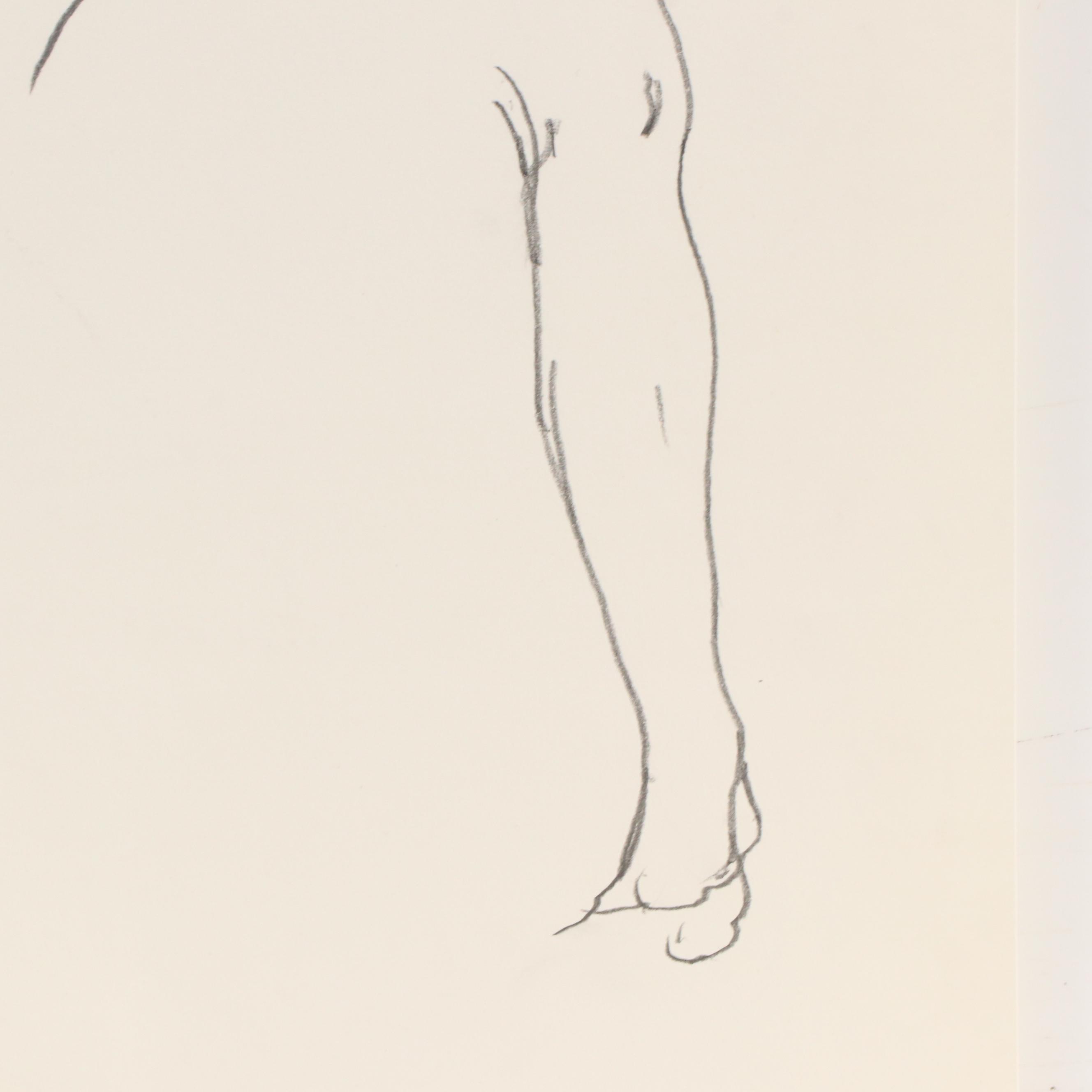 Graphite Drawing of Figure Study, Late 20th Century