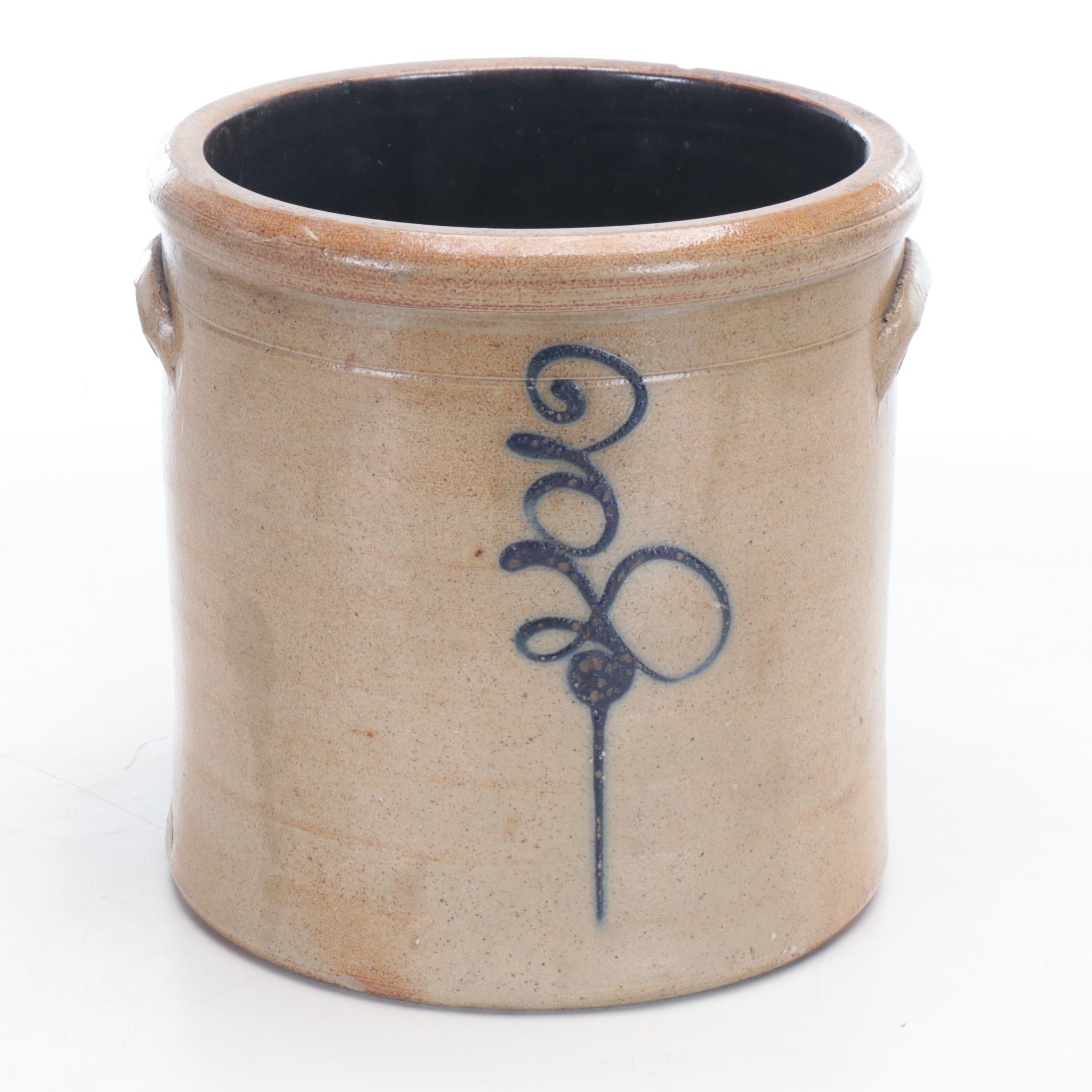 Red Wing Stoneware Crock with Cobalt Freehand Bee Sting Design
