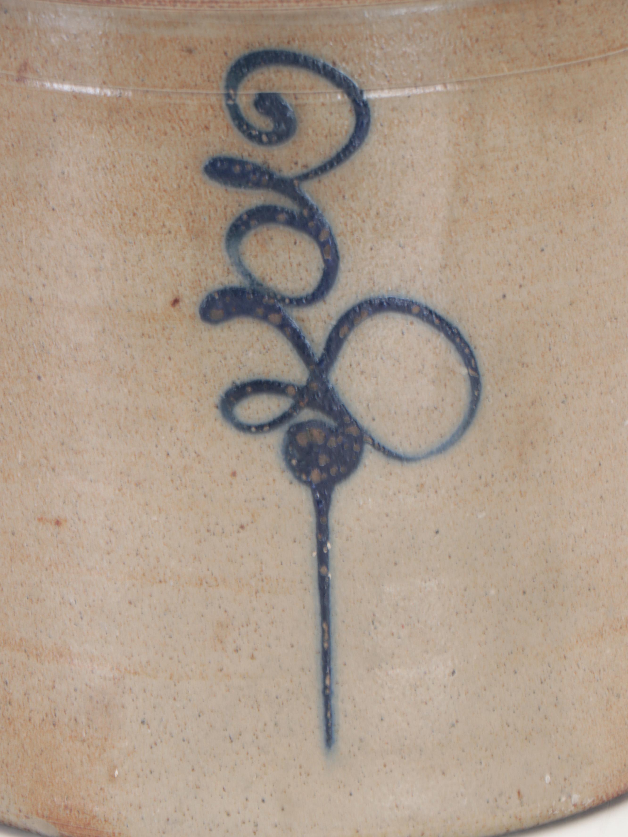 Red Wing Stoneware Crock with Cobalt Freehand Bee Sting Design