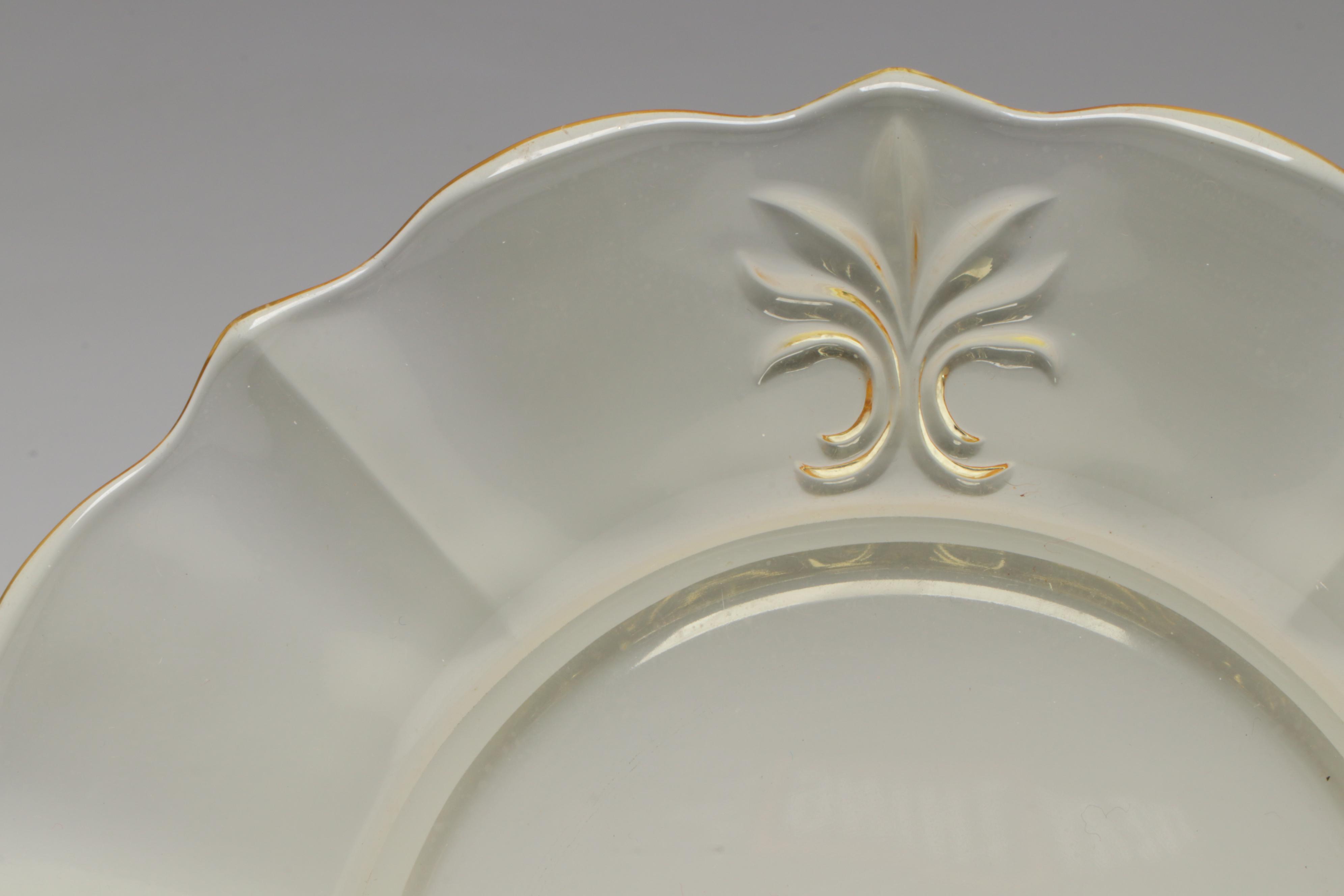 Fostoria "Baroque Topaz" Glass Luncheon Plates with Glass Ice Tea Glasses