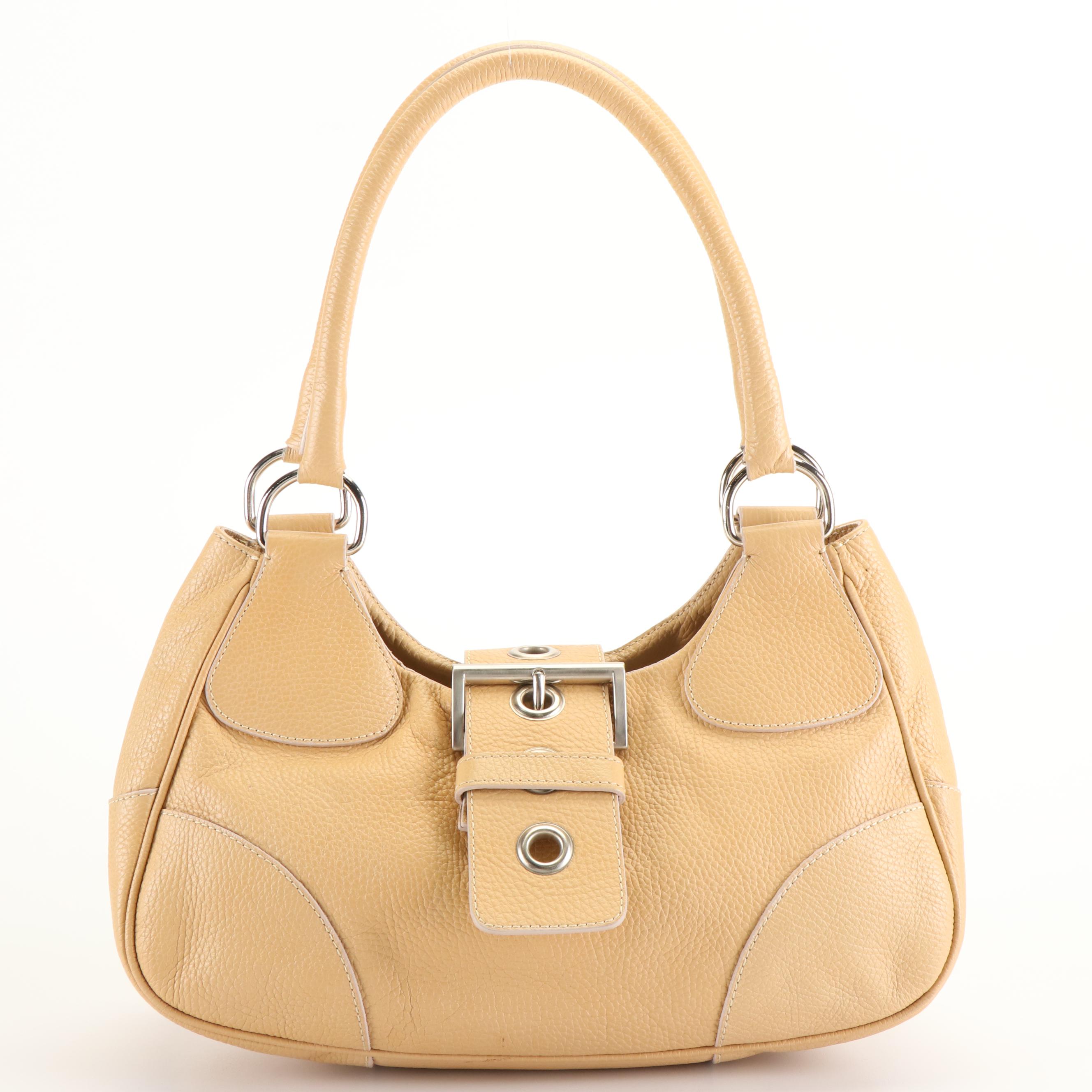 Prada Moon Hobo Bag in Beige Vitello Daino Leather