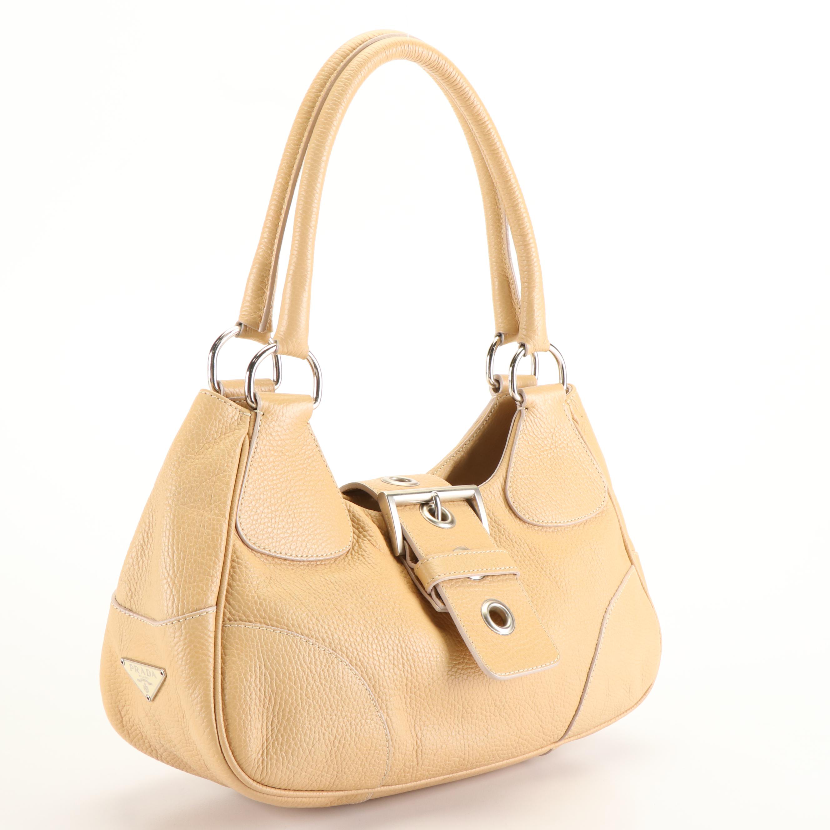 Prada Moon Hobo Bag in Beige Vitello Daino Leather