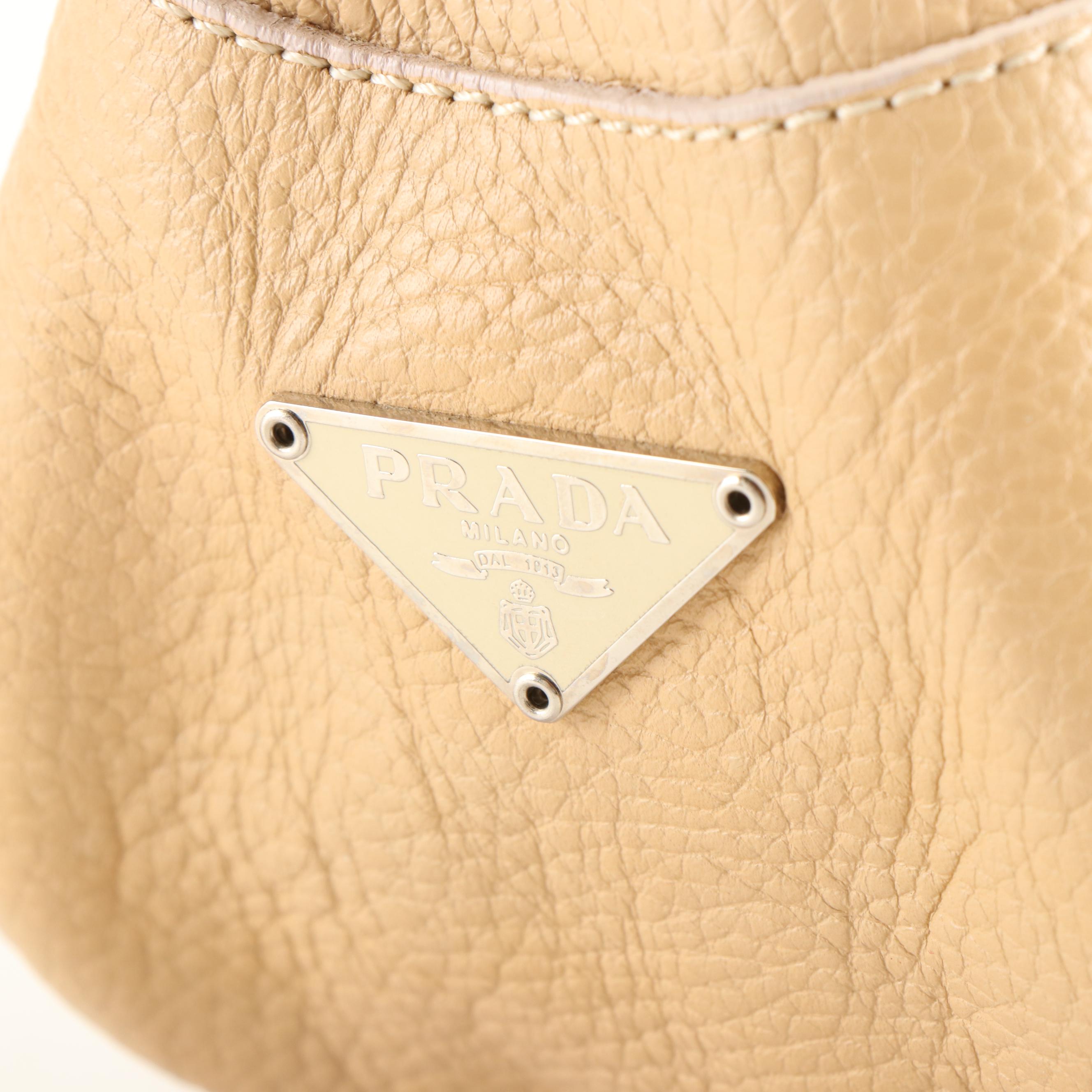 Prada Moon Hobo Bag in Beige Vitello Daino Leather