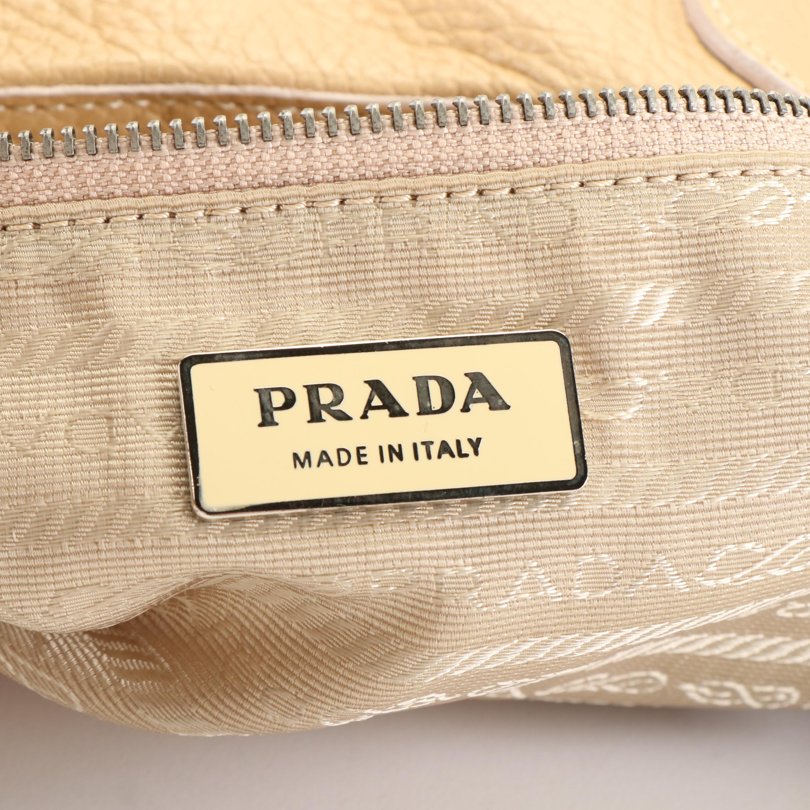 Prada Moon Hobo Bag in Beige Vitello Daino Leather