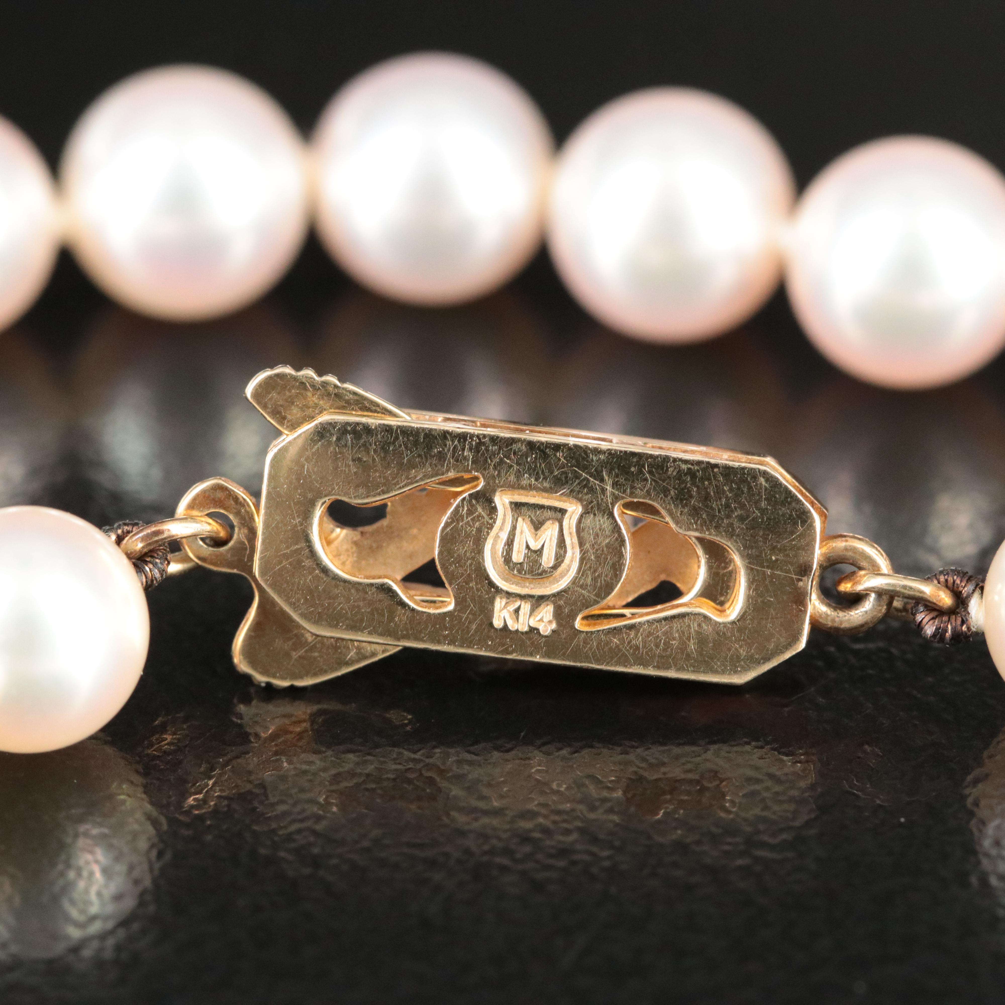 Mikimoto Pearl Necklace with 14K Clasp