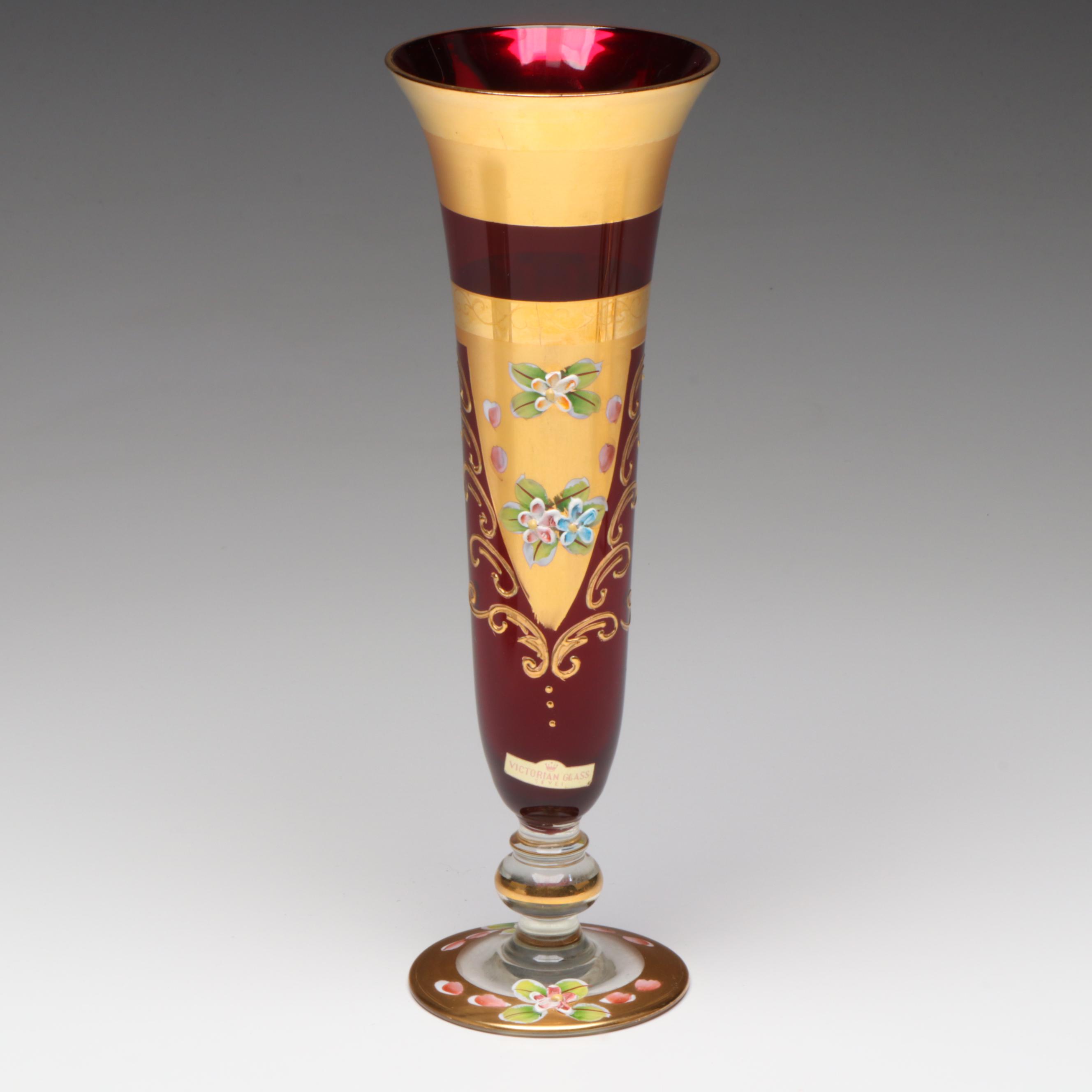 Sivei "Victorian Glass" Enameled Glass Vase with More Table Accessories