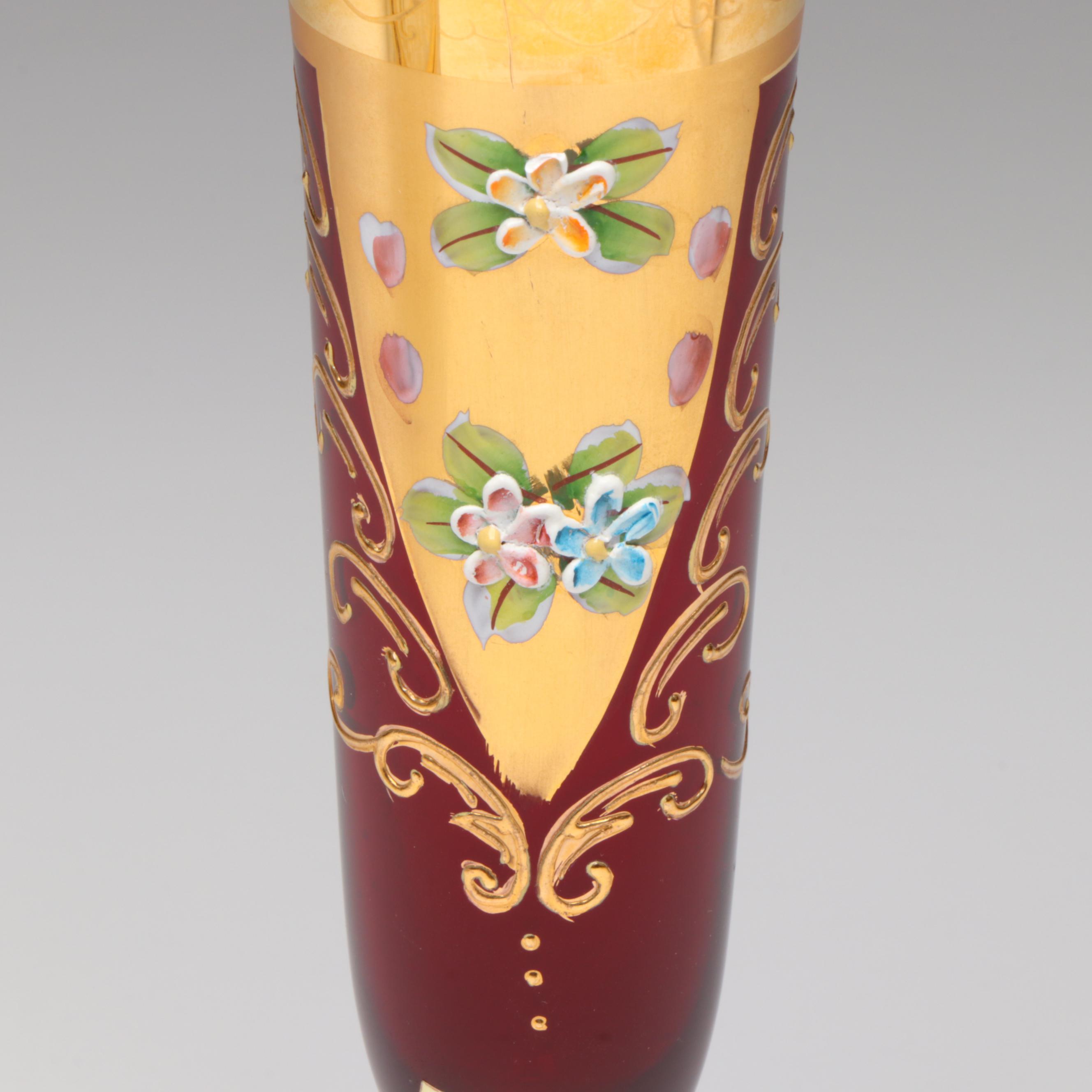 Sivei "Victorian Glass" Enameled Glass Vase with More Table Accessories