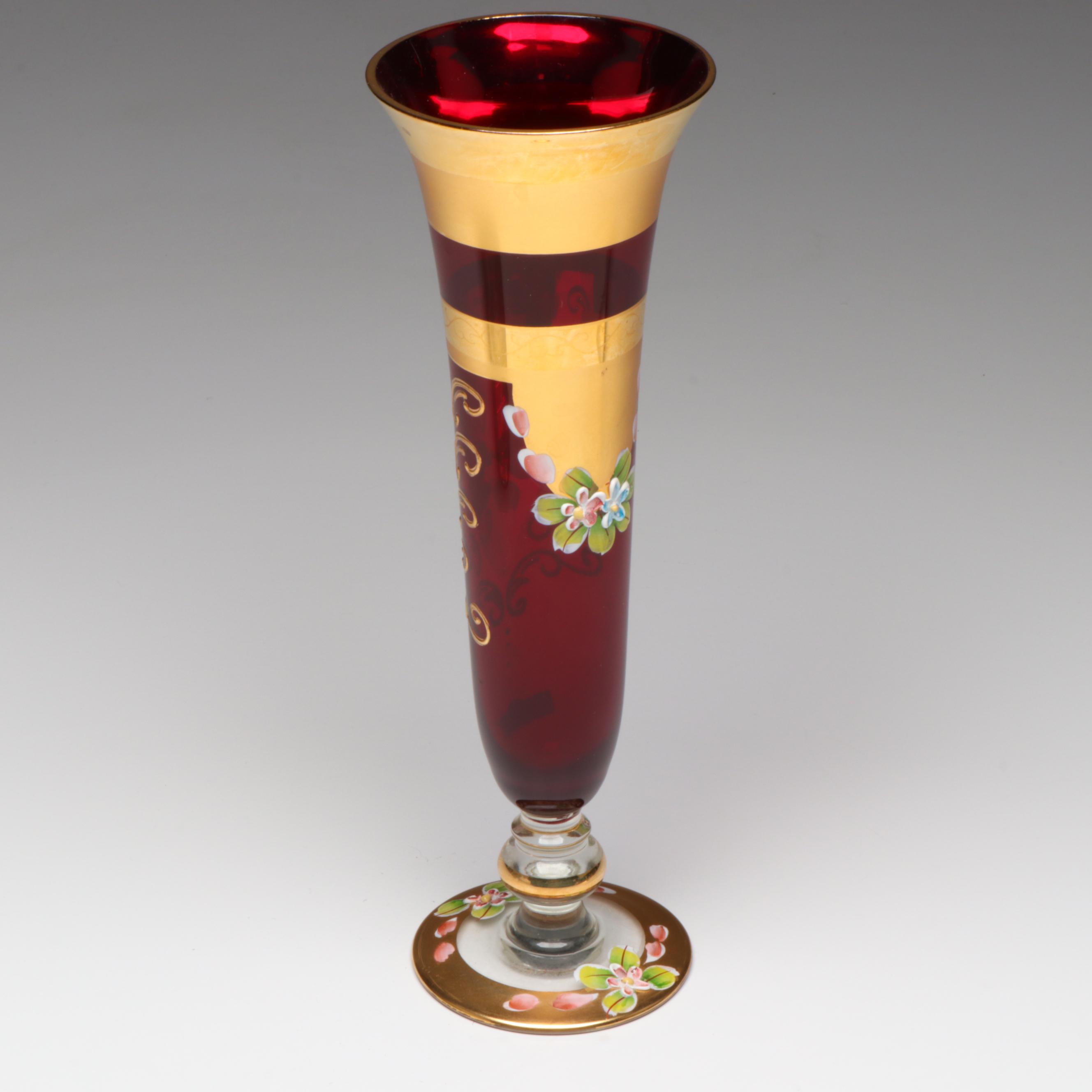 Sivei "Victorian Glass" Enameled Glass Vase with More Table Accessories