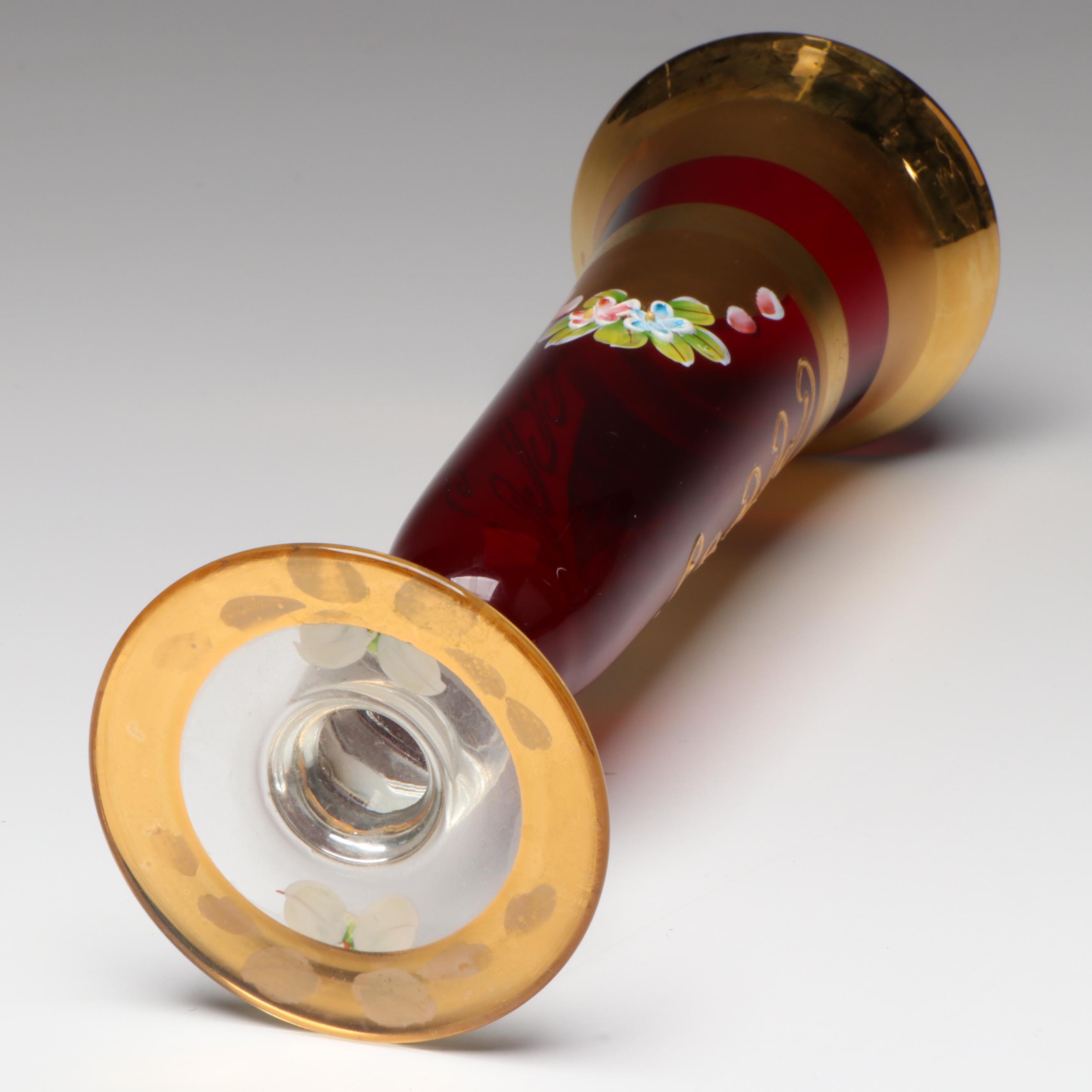 Sivei "Victorian Glass" Enameled Glass Vase with More Table Accessories