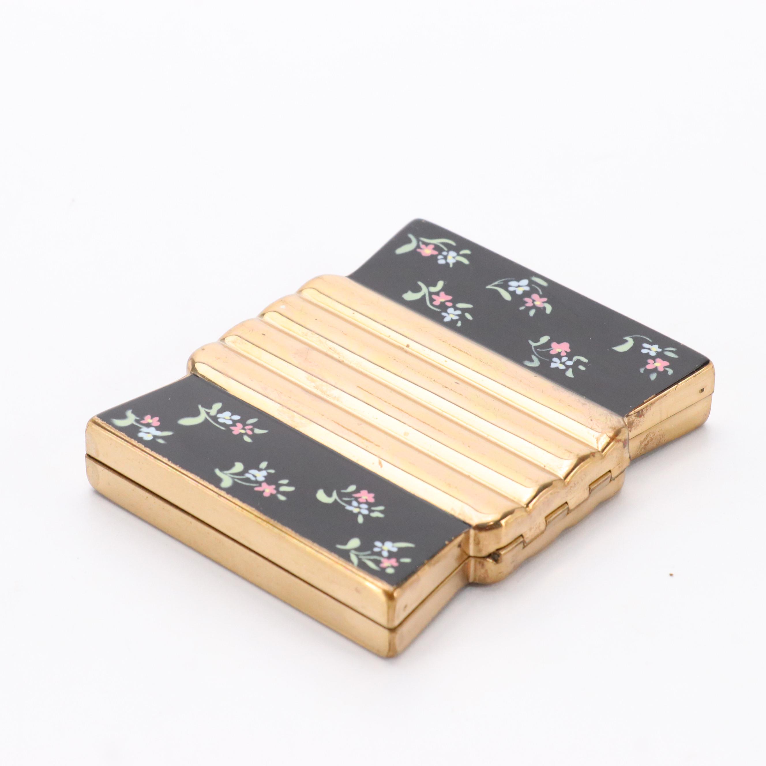 Volupté Powder Compact in Gold Tone Brass/Enamel