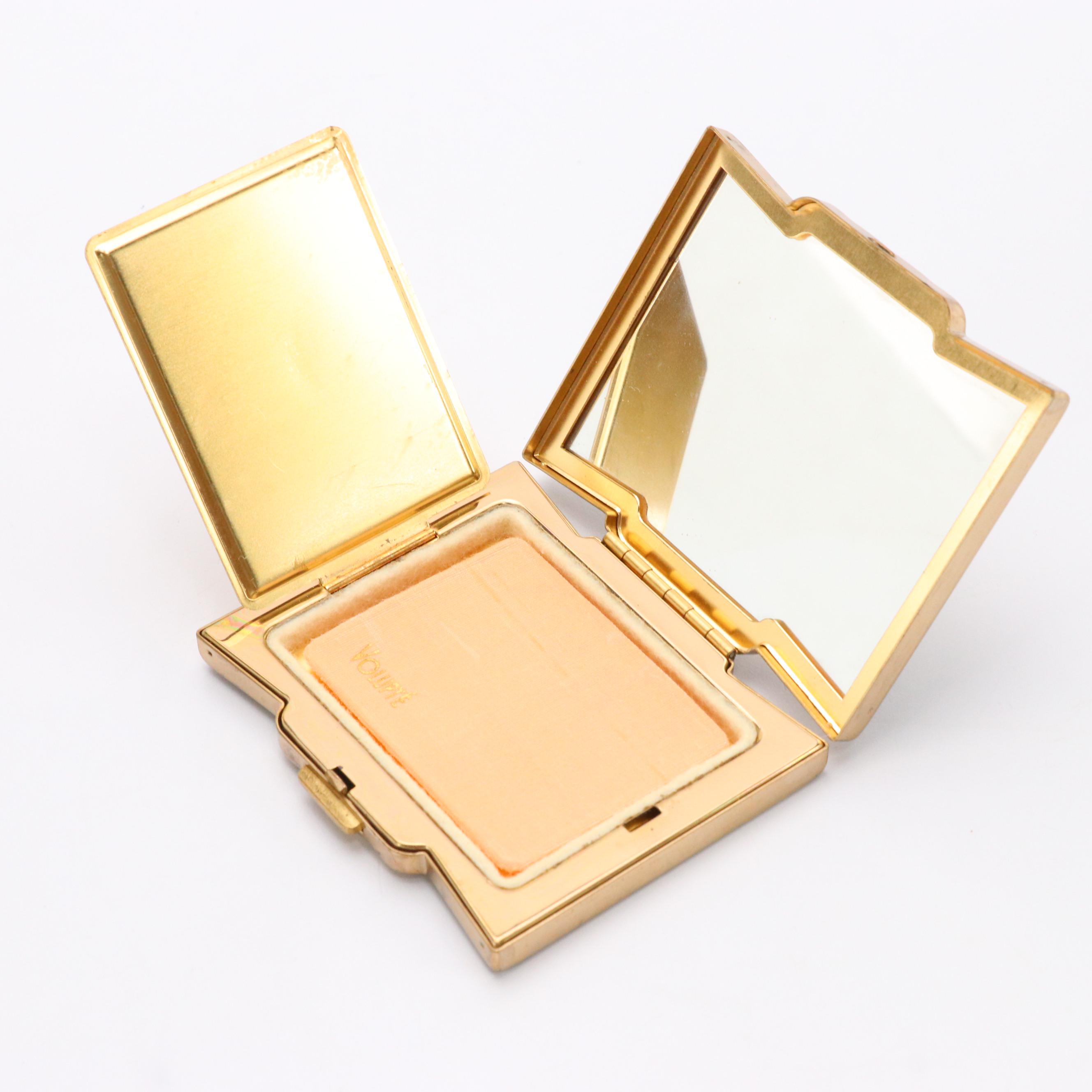 Volupté Powder Compact in Gold Tone Brass/Enamel