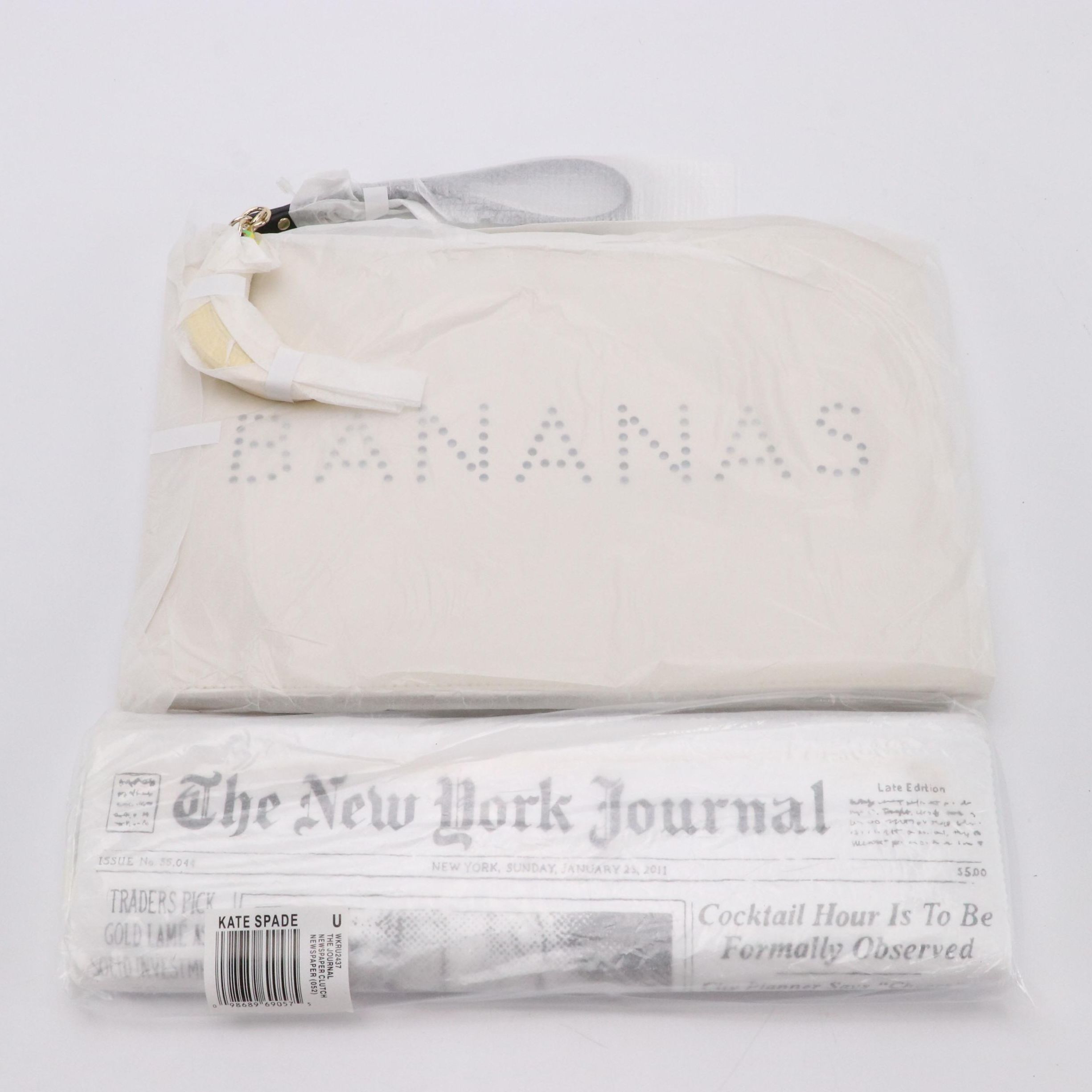 Kate Spade Bananas Perforated Wristlet and The Journal Newspaper Clutch w/ Tags