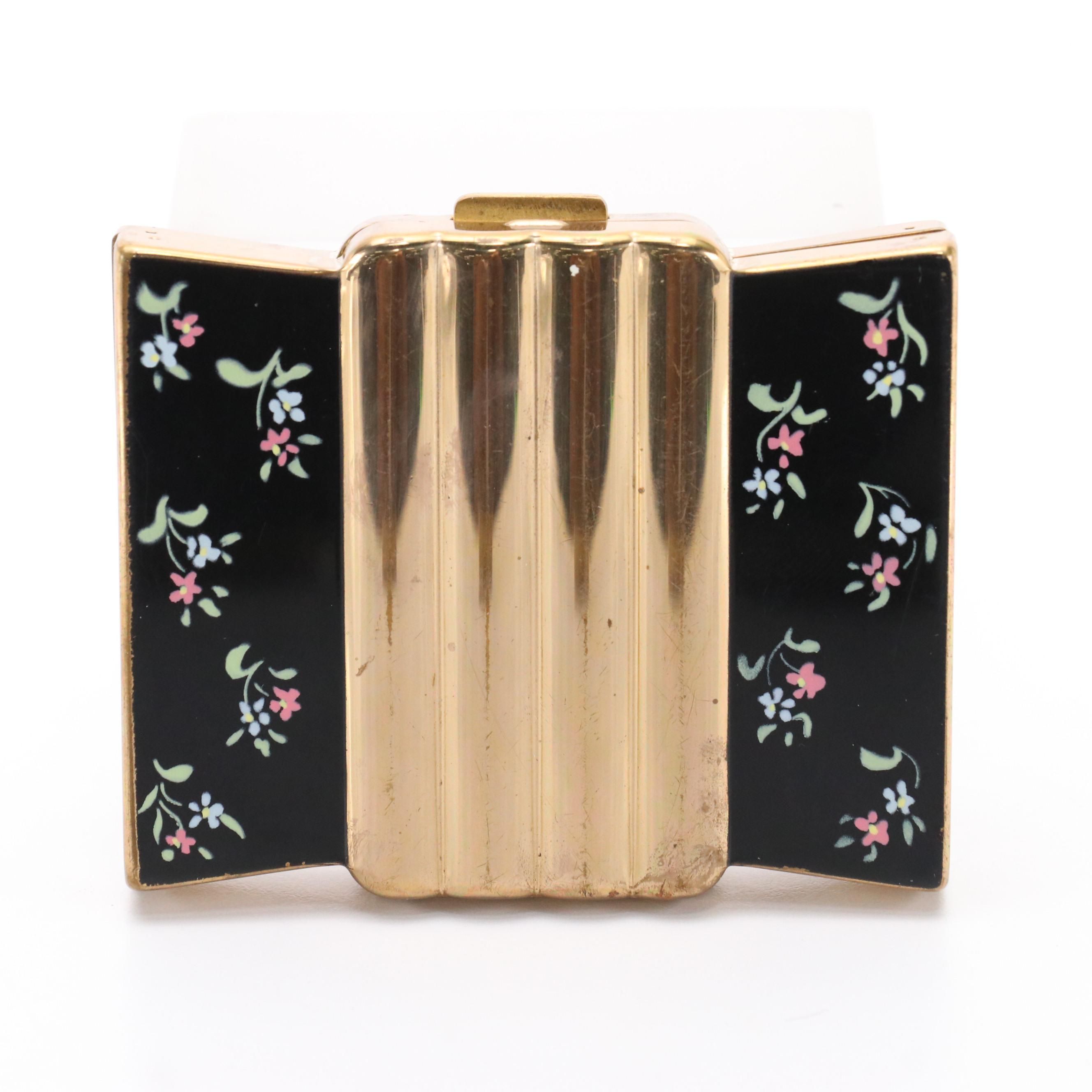 Volupté Powder Compact in Gold Tone Brass/Enamel