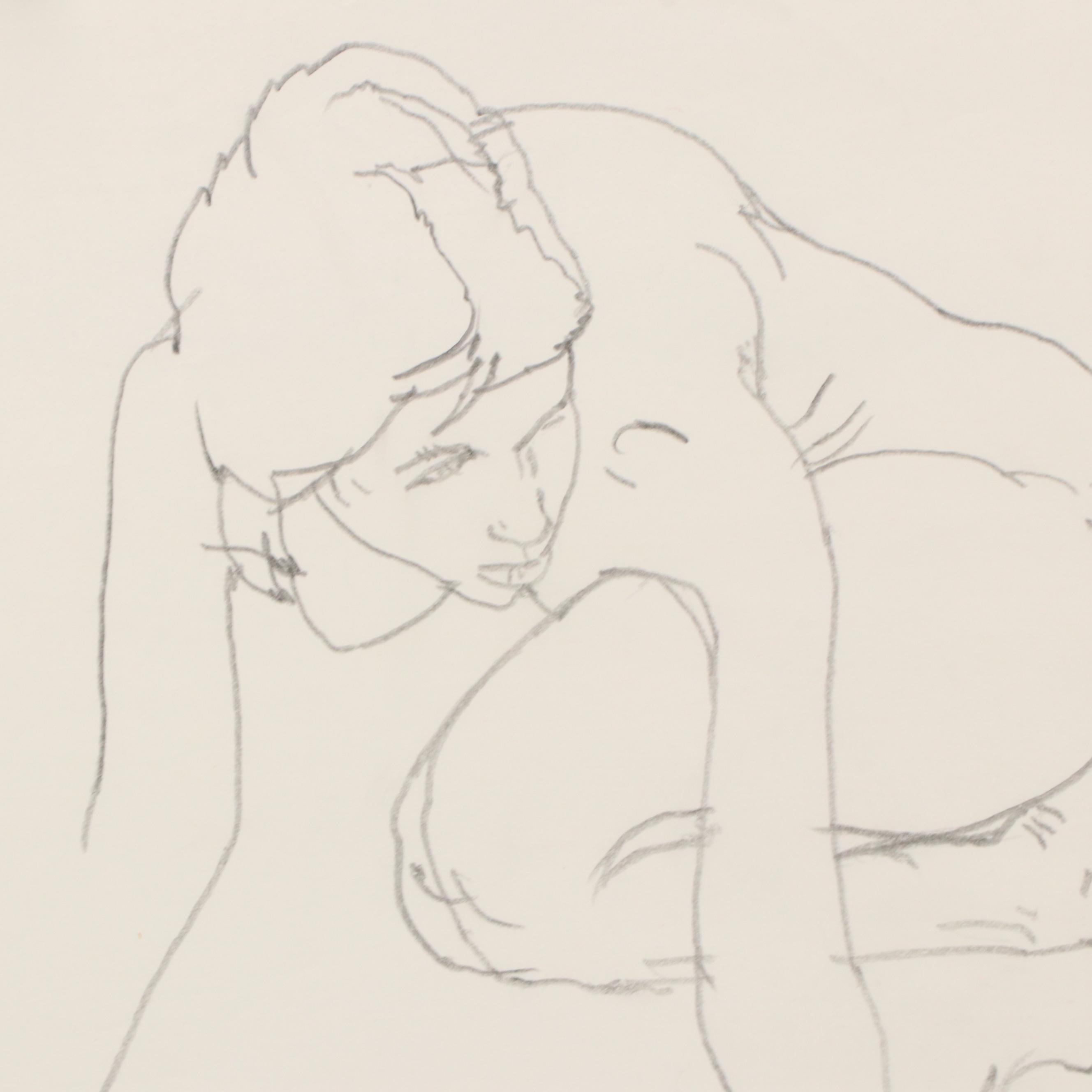 Paul Wagener Graphite Drawing of Figural Studies, Late 20th Century