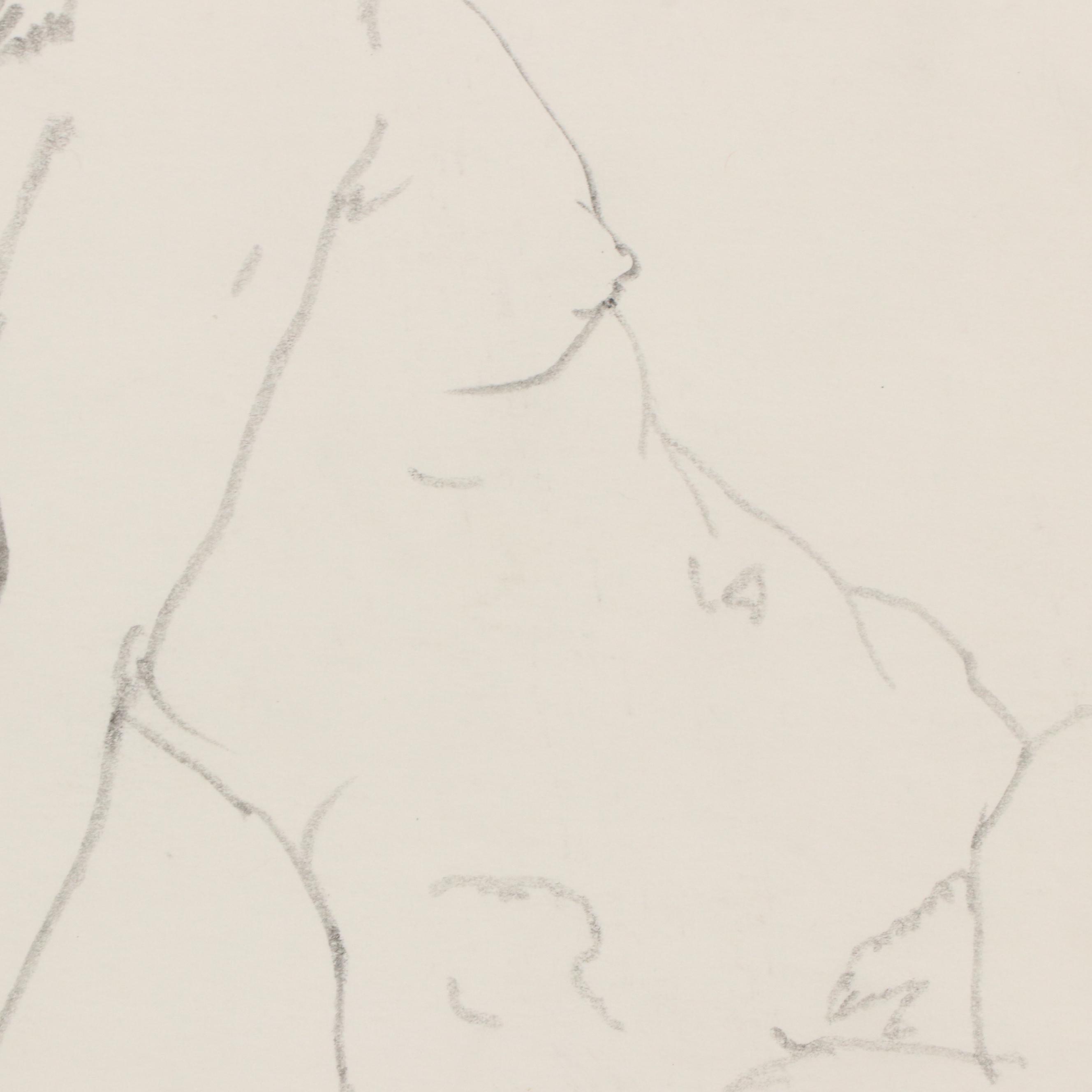 Paul Wagener Graphite Drawing of Figural Studies, Late 20th Century