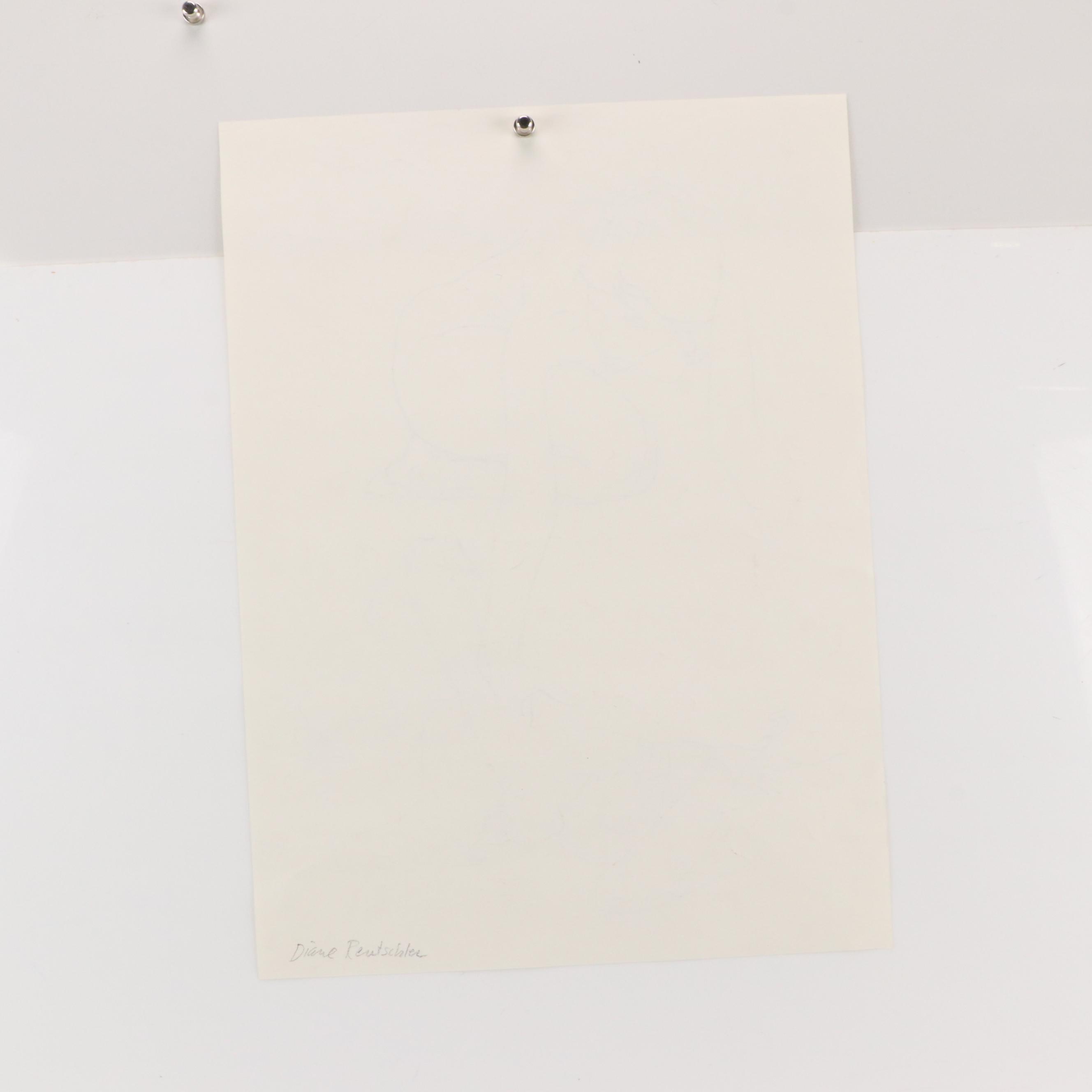 Paul Wagener Graphite Drawing of Figural Studies, Late 20th Century