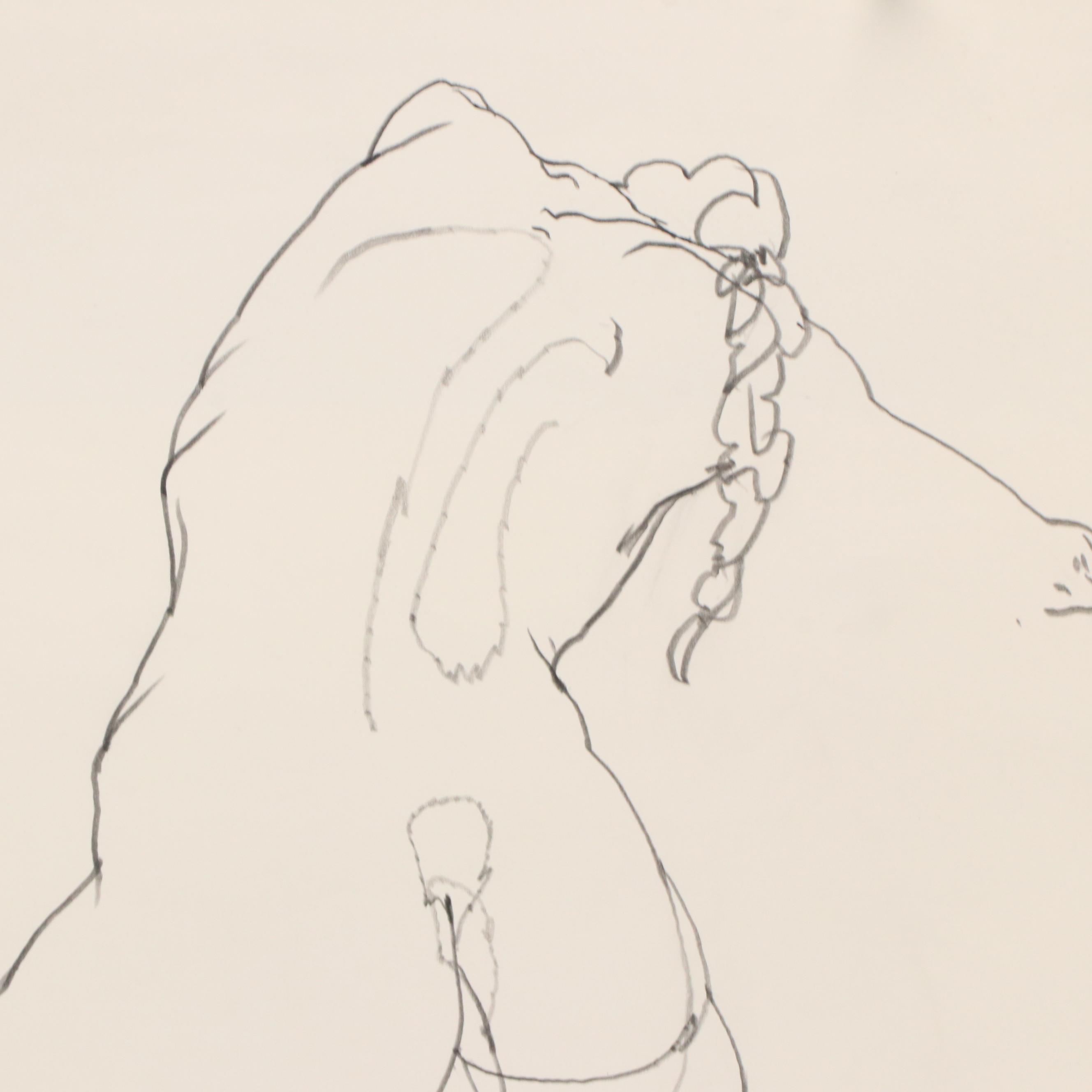Paul Wagener Graphite Drawing of Figure Study, Late 20th Century
