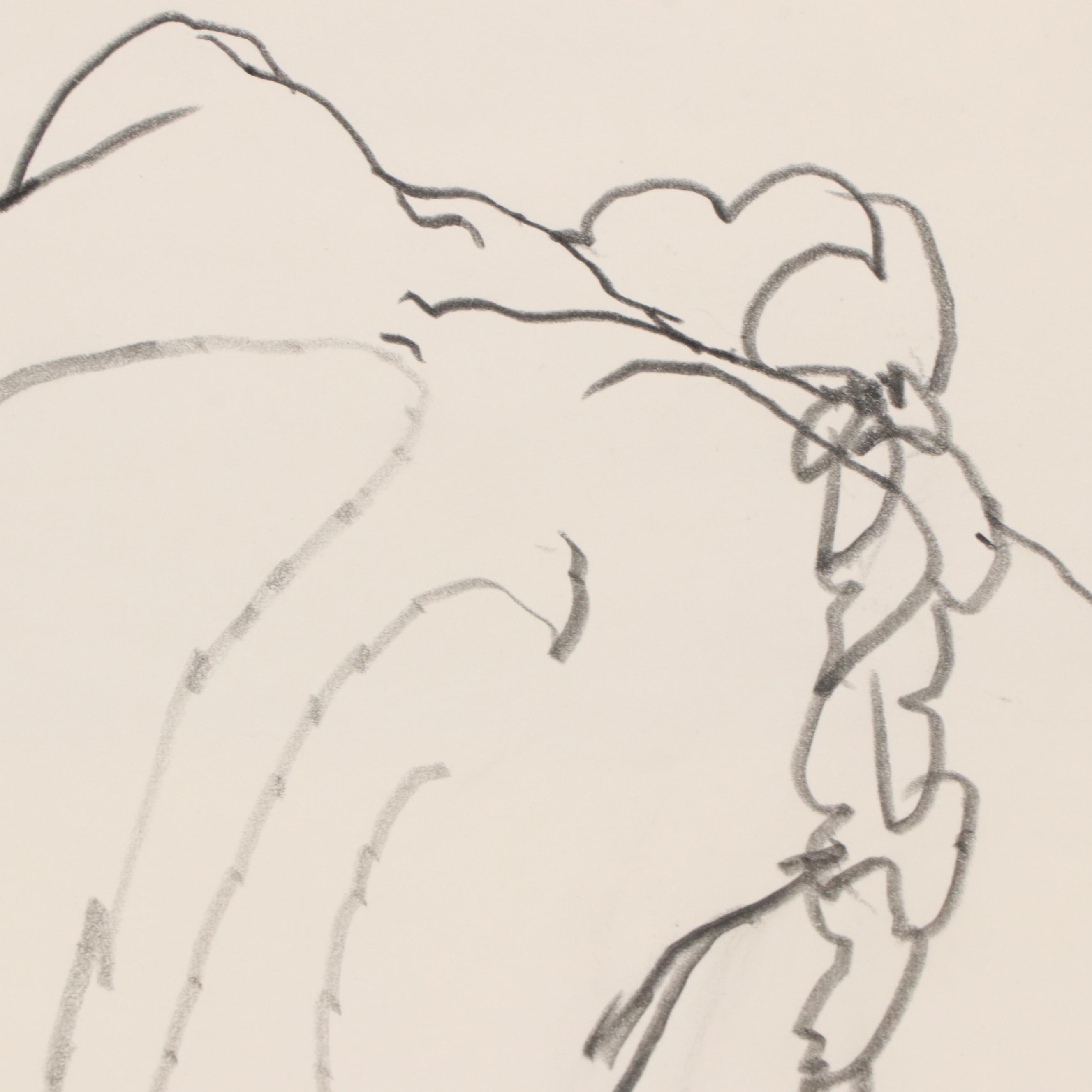 Paul Wagener Graphite Drawing of Figure Study, Late 20th Century